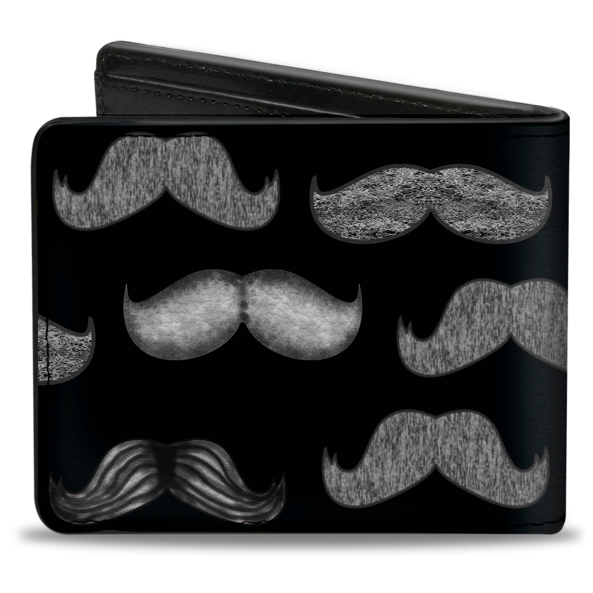 Bi-Fold Wallet - Mustache Sketch Black White Bi-Fold Wallets Buckle-Down