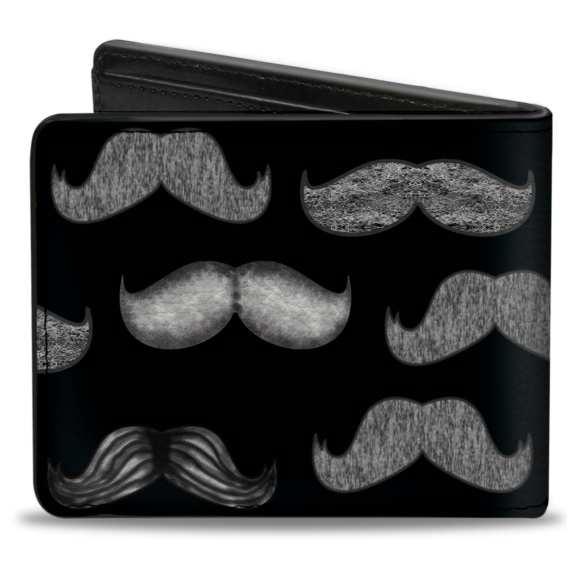 Bi-Fold Wallet - Mustache Sketch Black White Bi-Fold Wallets Buckle-Down