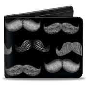 Bi-Fold Wallet - Mustache Sketch Black White Bi-Fold Wallets Buckle-Down