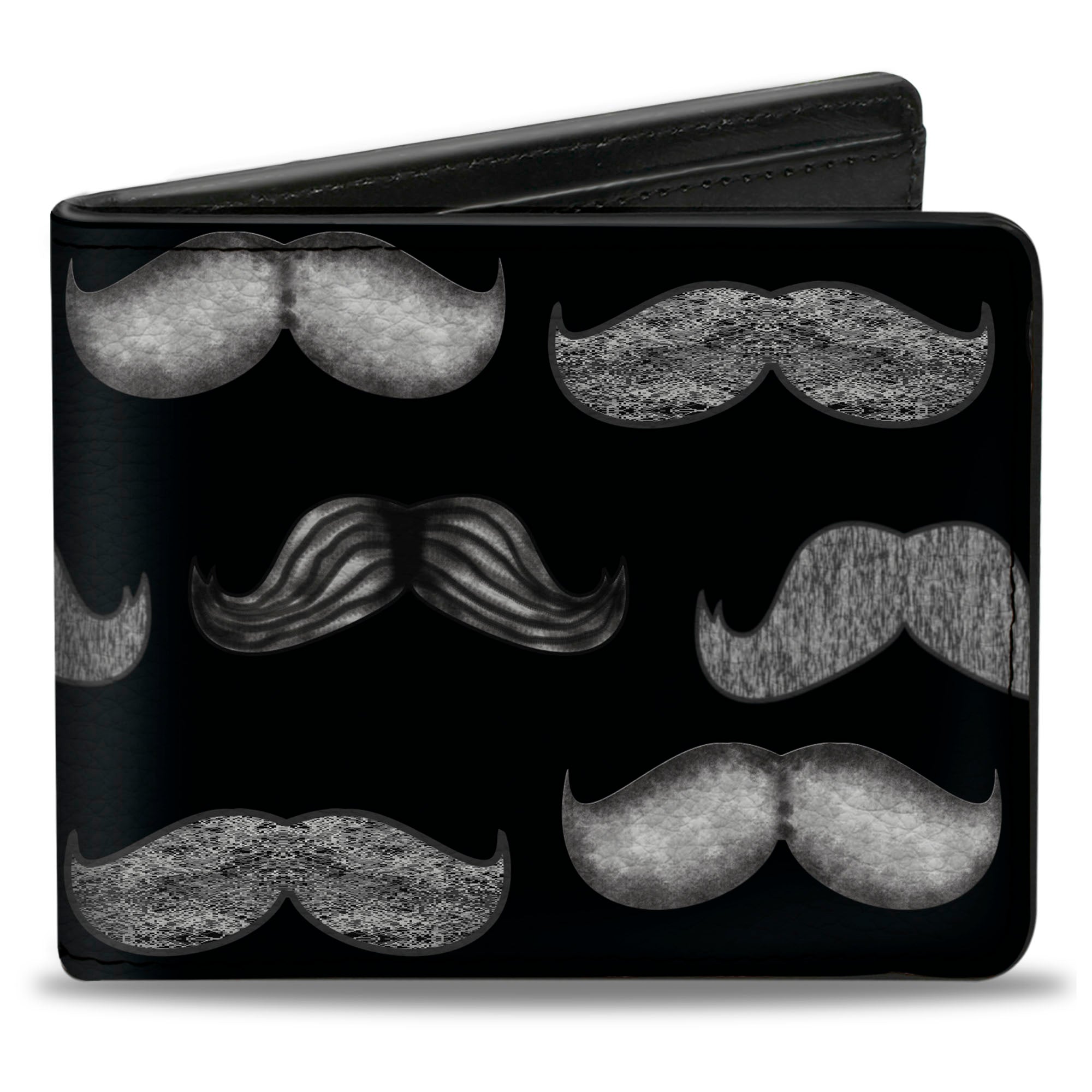 Bi-Fold Wallet - Mustache Sketch Black White Bi-Fold Wallets Buckle-Down