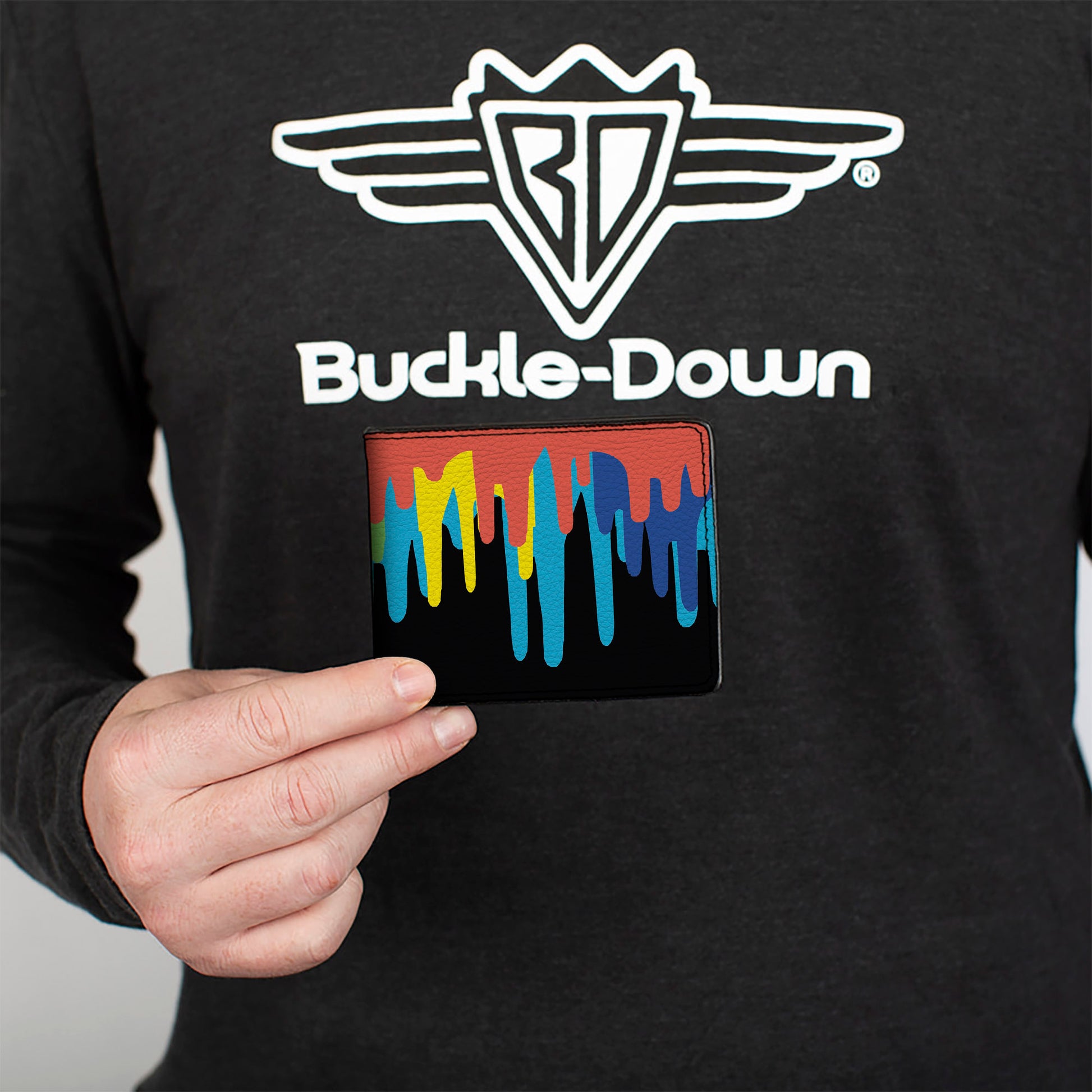 Bi-Fold Wallet - Paint Drips Black Multi Neon Bi-Fold Wallets Buckle-Down