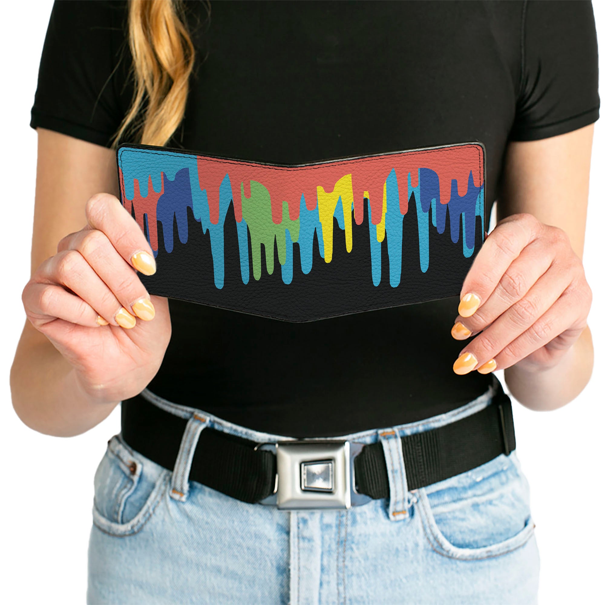 Bi-Fold Wallet - Paint Drips Black Multi Neon Bi-Fold Wallets Buckle-Down