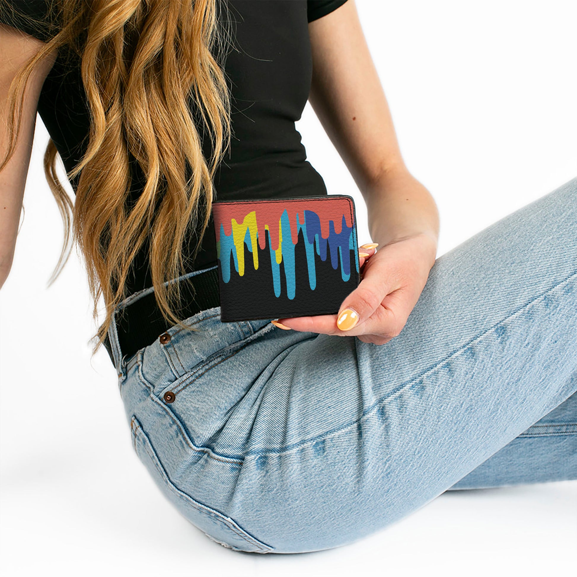 Bi-Fold Wallet - Paint Drips Black Multi Neon Bi-Fold Wallets Buckle-Down