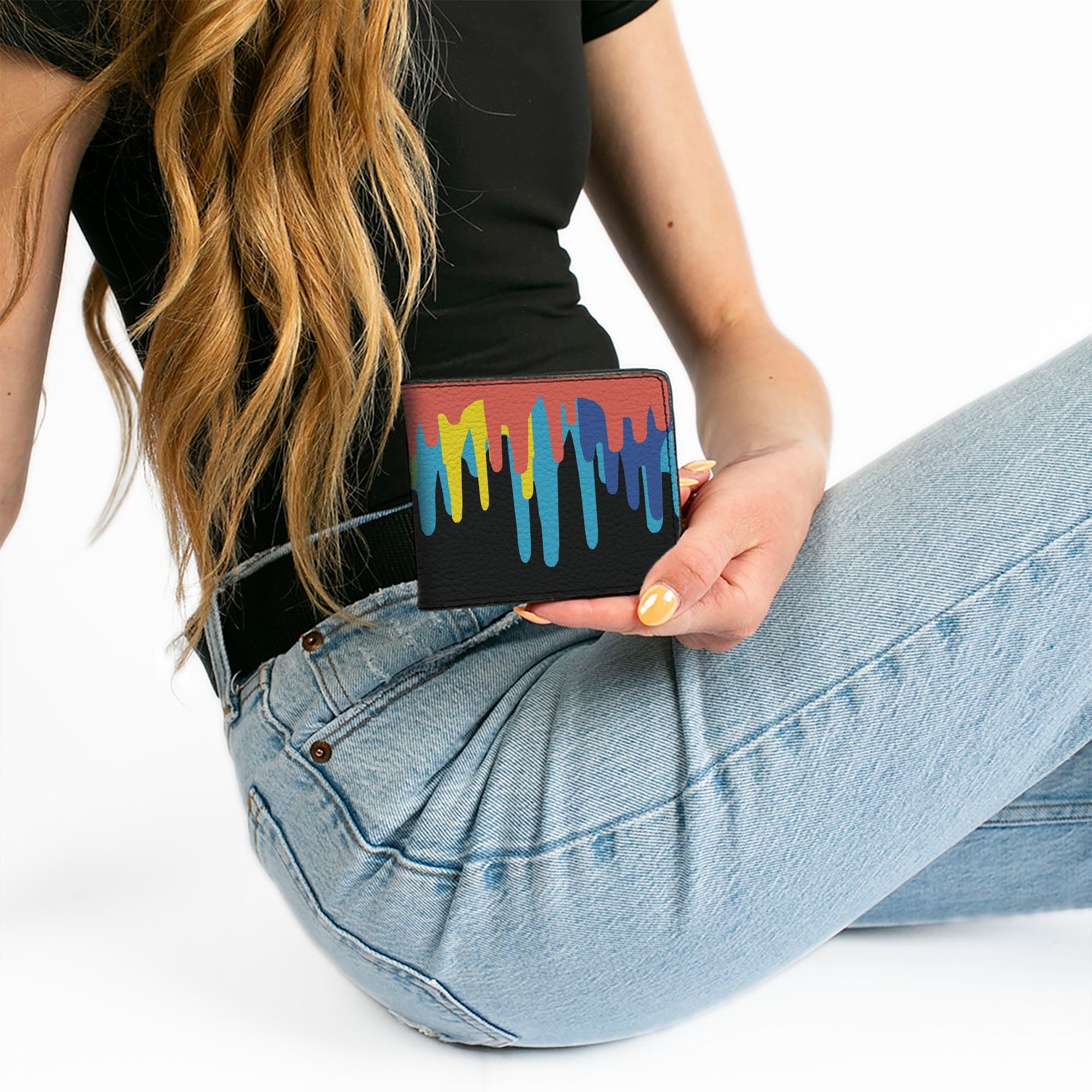 Bi-Fold Wallet - Paint Drips Black Multi Neon Bi-Fold Wallets Buckle-Down