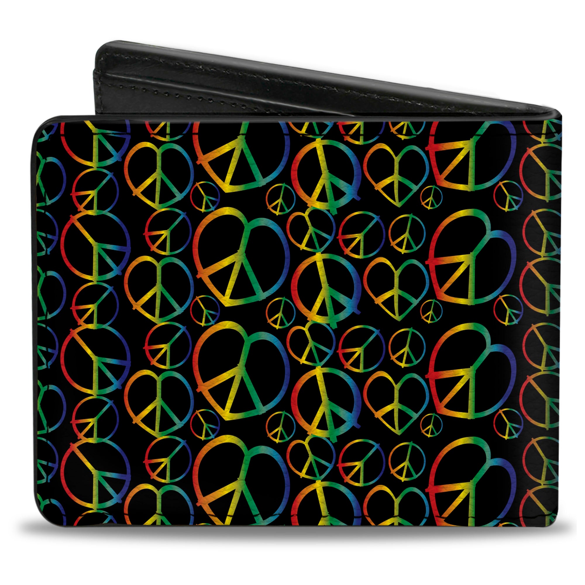 Bi-Fold Wallet - Peace Heart Black Rainbow Ombre Bi-Fold Wallets Buckle-Down