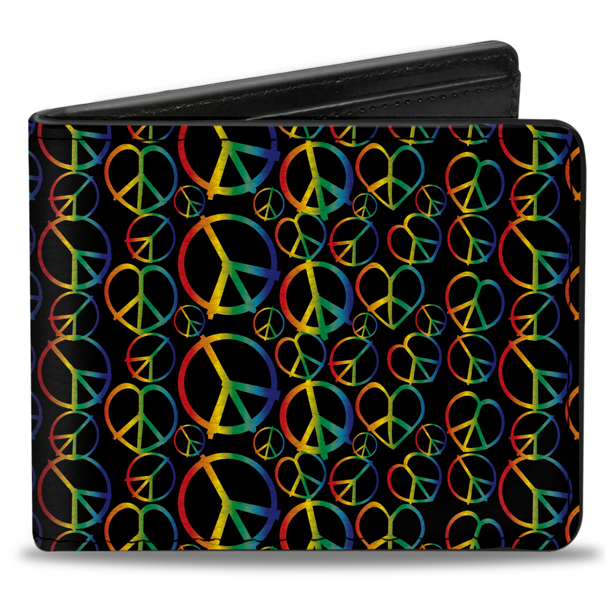 Bi-Fold Wallet - Peace Heart Black Rainbow Ombre Bi-Fold Wallets Buckle-Down
