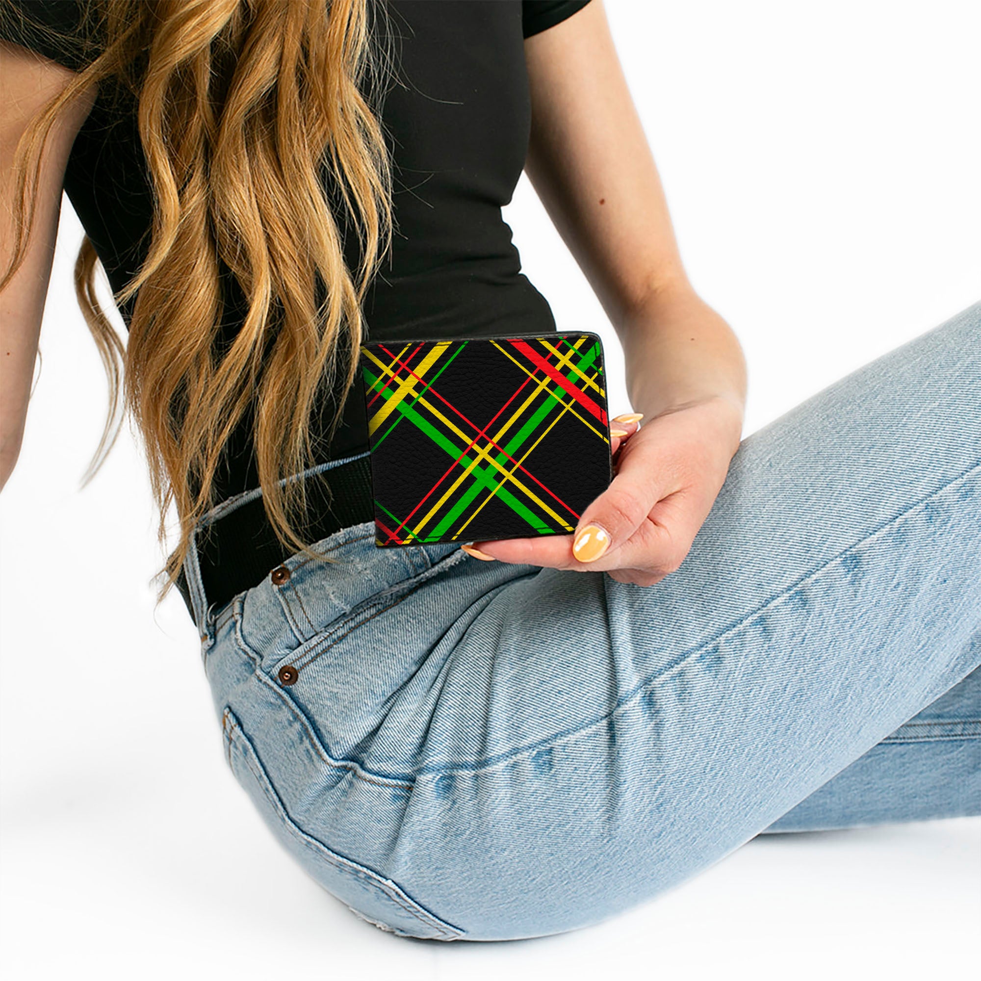Bi-Fold Wallet - Plaid X Rasta Bi-Fold Wallets Buckle-Down