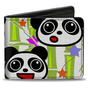Bi-Fold Wallet - Panda Bear Cartoon Bamboo White Greens Multi Color Bi-Fold Wallets Buckle-Down