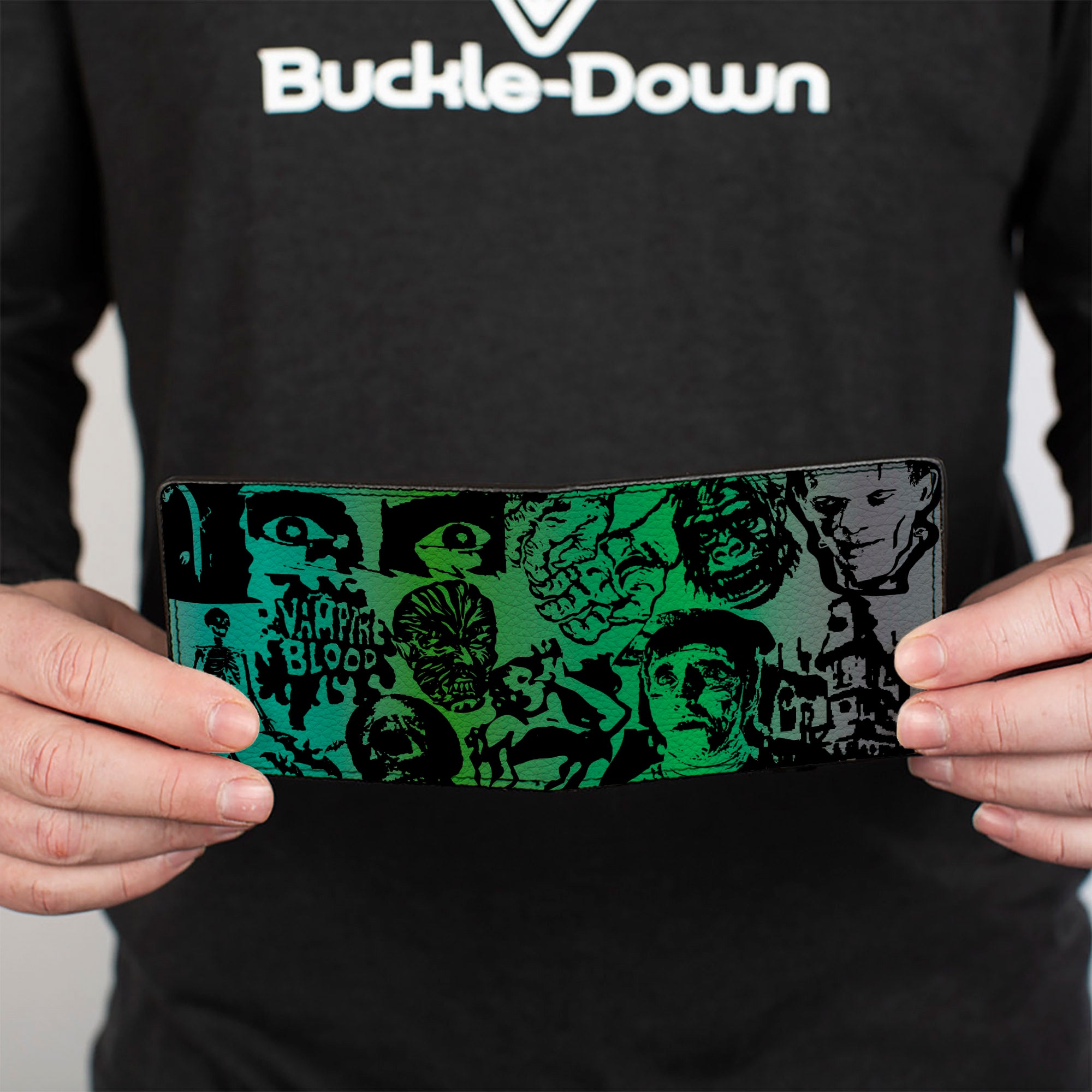 Bi-Fold Wallet - Retro Monster Aqua/Black