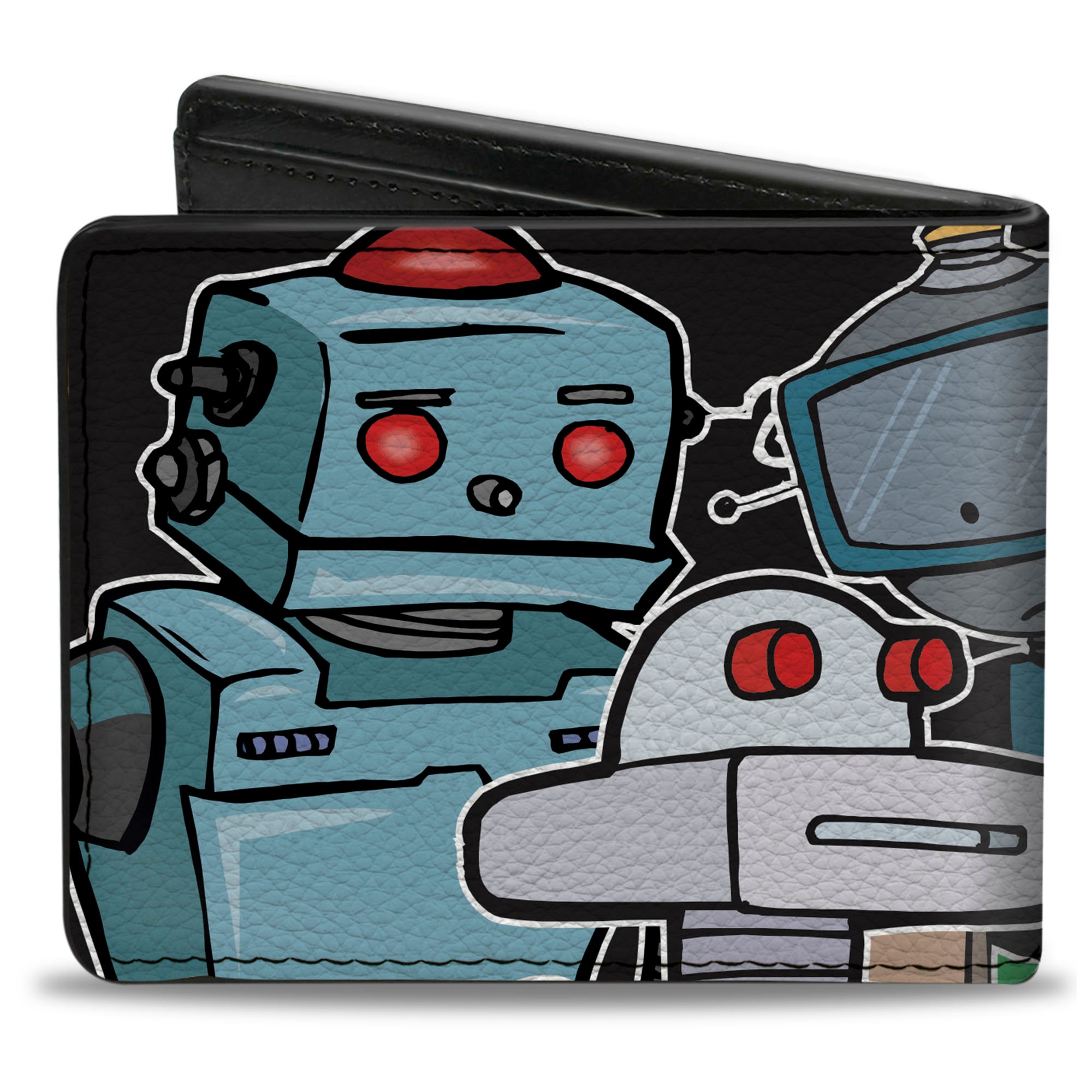 Bi-Fold Wallet - Robots CLOSE-UP Black Bi-Fold Wallets Buckle-Down