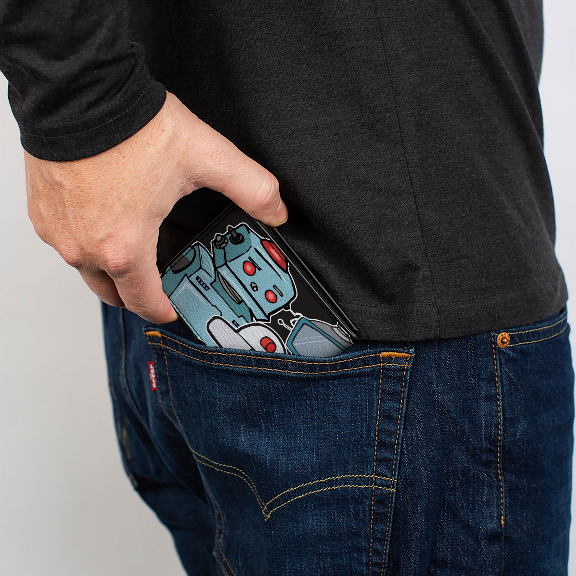 Bi-Fold Wallet - Robots CLOSE-UP Black Bi-Fold Wallets Buckle-Down