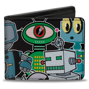 Bi-Fold Wallet - Robots CLOSE-UP Black Bi-Fold Wallets Buckle-Down