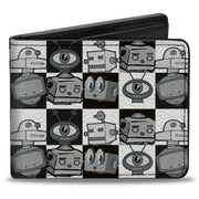 Bi-Fold Wallet - Robot Heads Checkers Black White Bi-Fold Wallets Buckle-Down