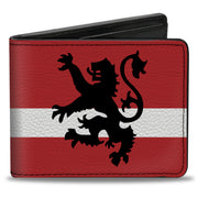 Bi-Fold Wallet - Rampant Lion Repeat Stripes Red White Black Bi-Fold Wallets Buckle-Down