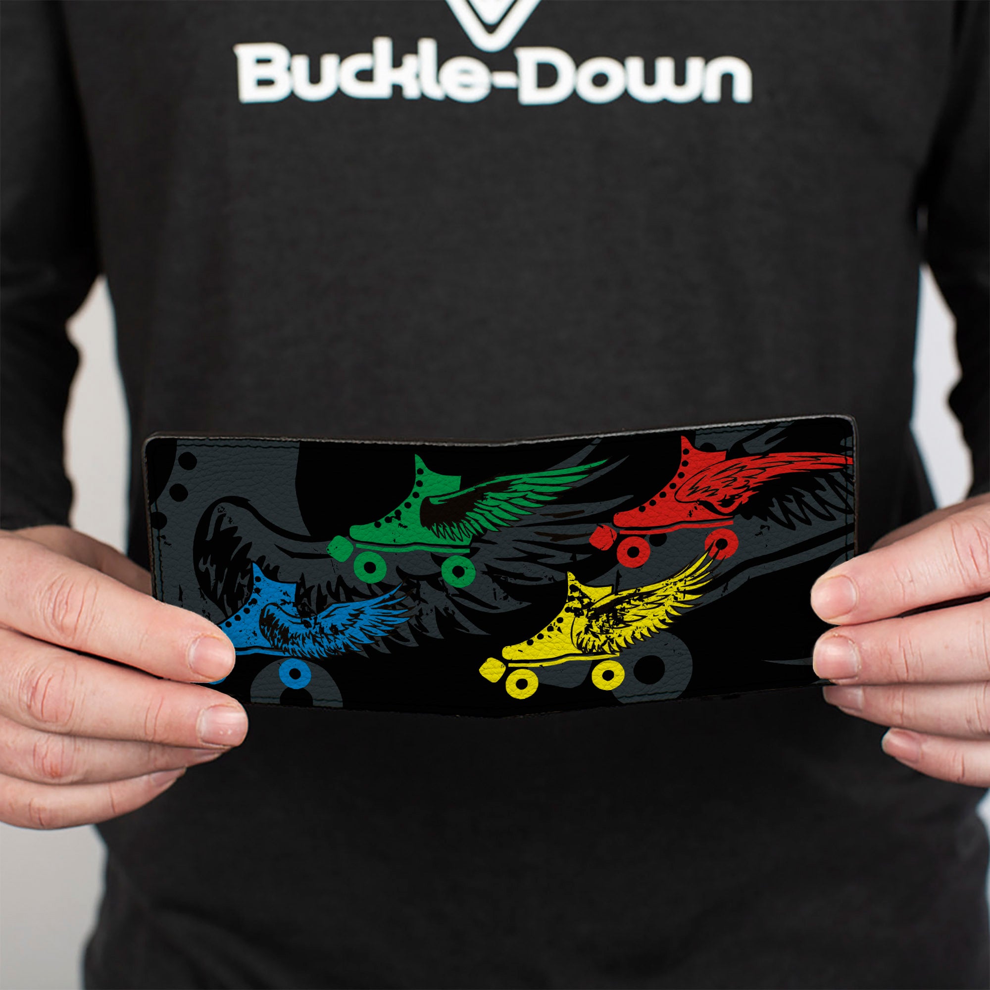 Bi-Fold Wallet - Roller Skates Black Gray Multi Color Bi-Fold Wallets Buckle-Down