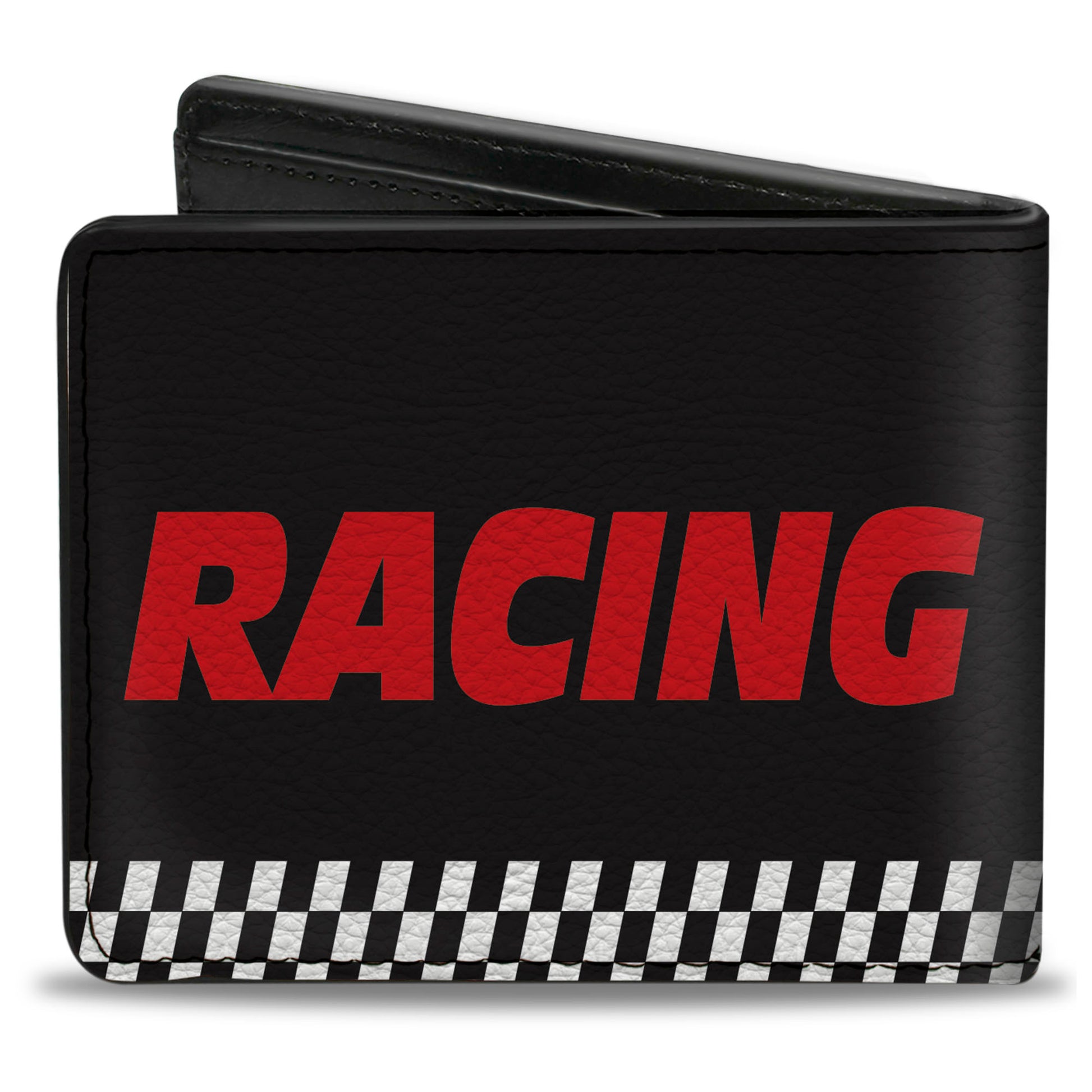 Bi-Fold Wallet - RACING w Checker Black White Red Bi-Fold Wallets Buckle-Down