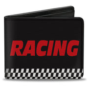 Bi-Fold Wallet - RACING w Checker Black White Red Bi-Fold Wallets Buckle-Down
