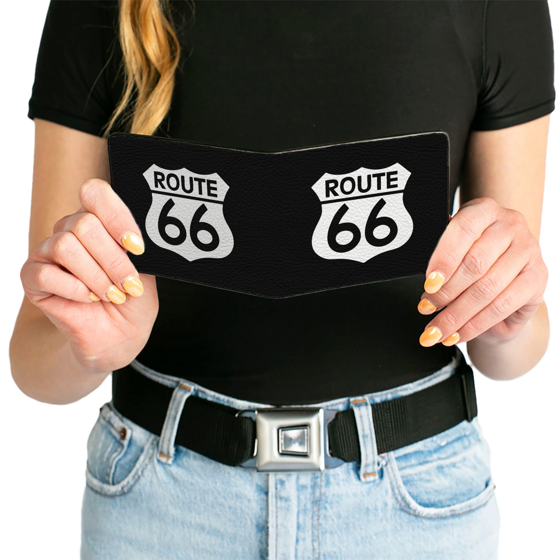 Bi-Fold Wallet - ROUTE 66 Highway Sign Black White Bi-Fold Wallets Buckle-Down
