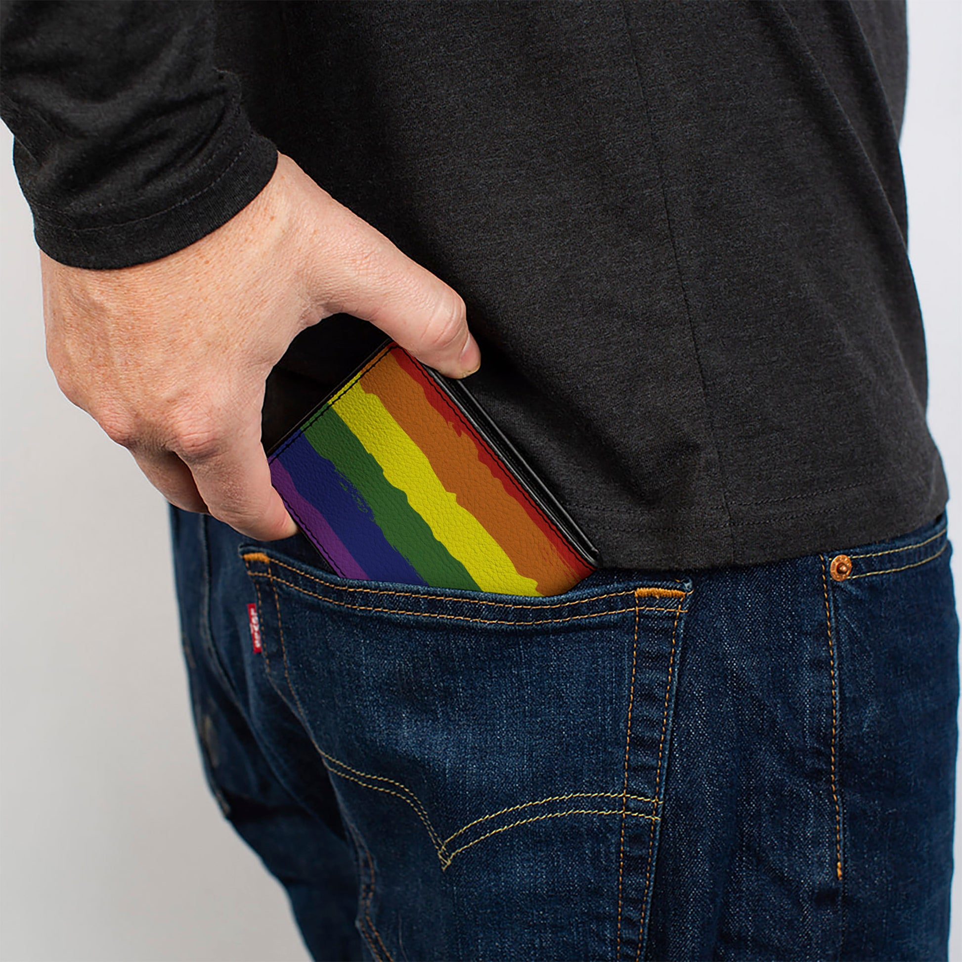 Bi-Fold Wallet - Rainbow Stripe Painted Bi-Fold Wallets Buckle-Down