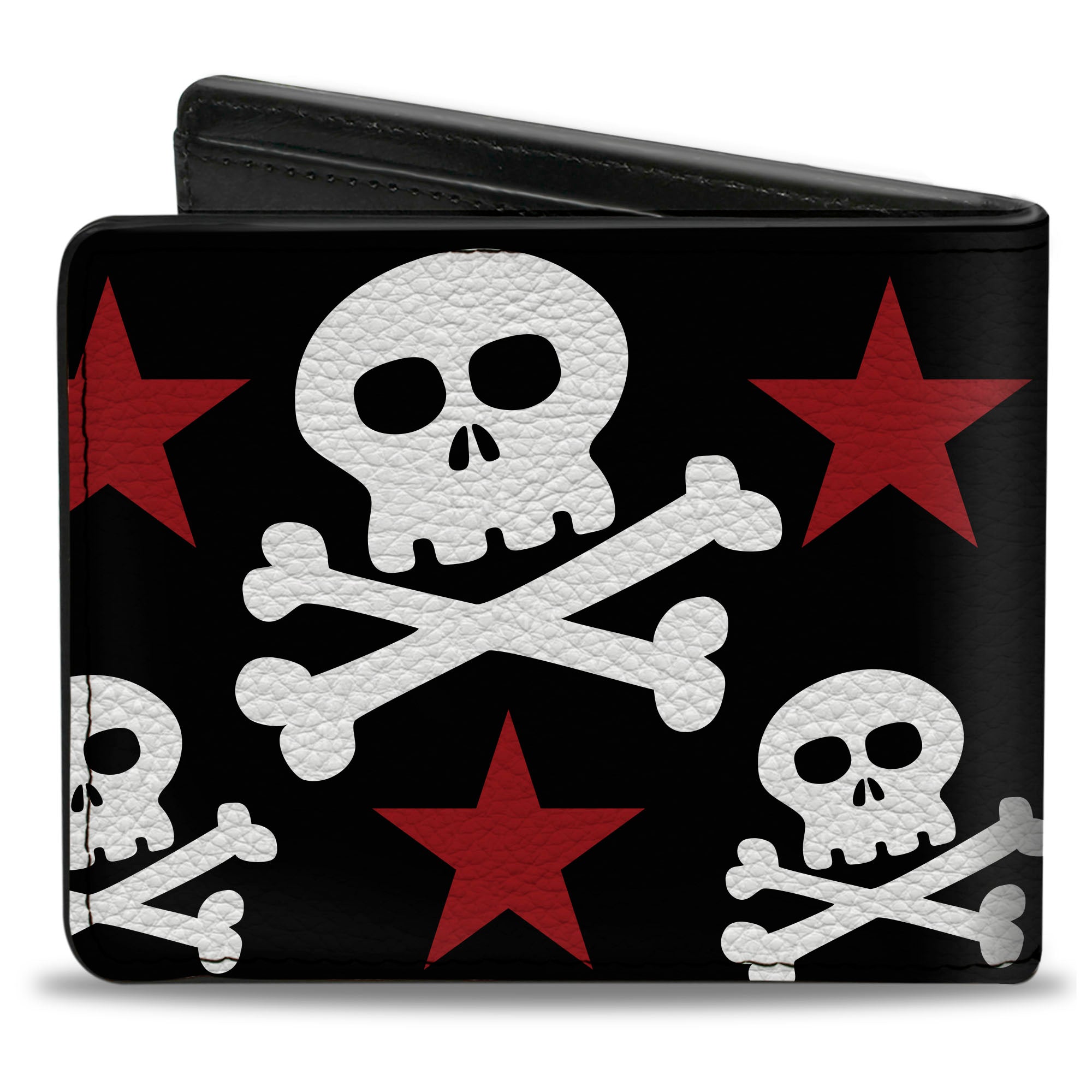 Bi-Fold Wallet - Skulls & Stars Black White Red Bi-Fold Wallets Buckle-Down