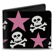 Bi-Fold Wallet - Skulls & Stars Black White Pink Bi-Fold Wallets Buckle-Down