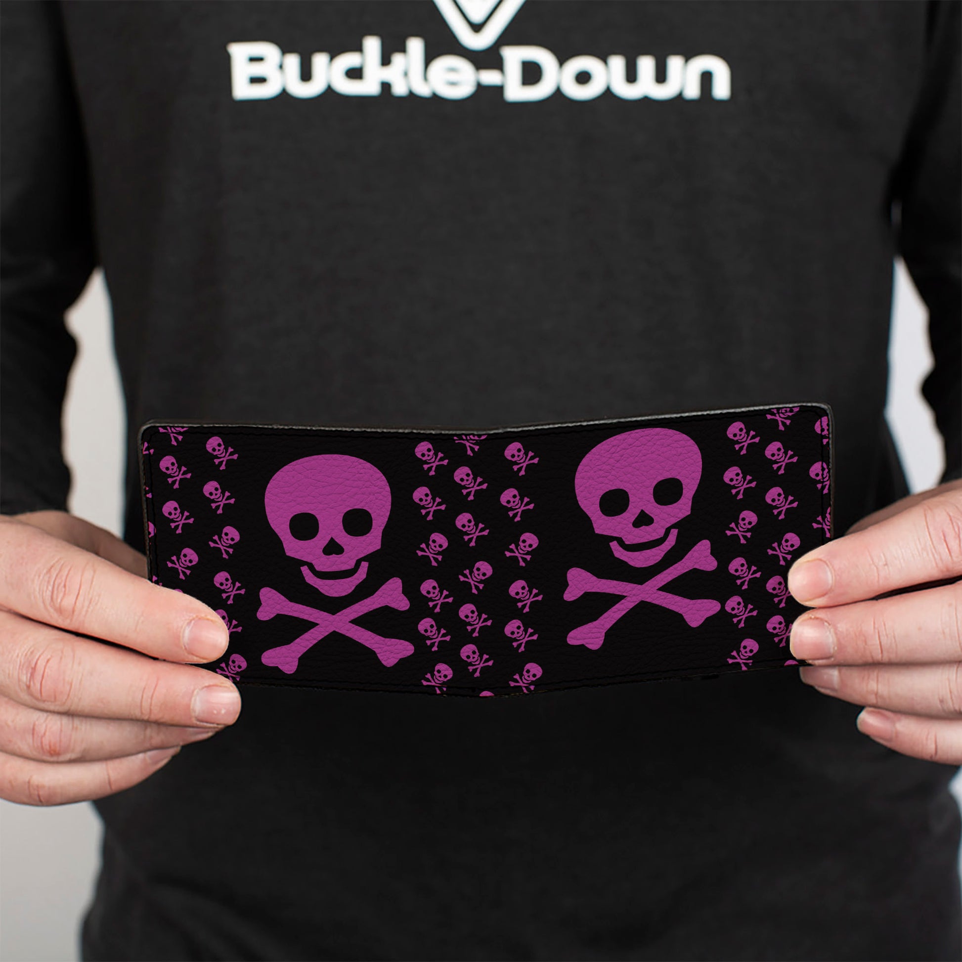 Bi-Fold Wallet - Skull w Babies Black Fuchsia Bi-Fold Wallets Buckle-Down