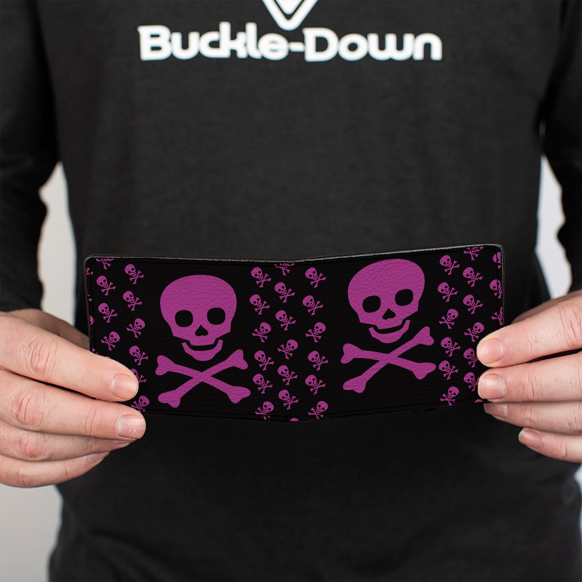 Bi-Fold Wallet - Skull w Babies Black Fuchsia Bi-Fold Wallets Buckle-Down