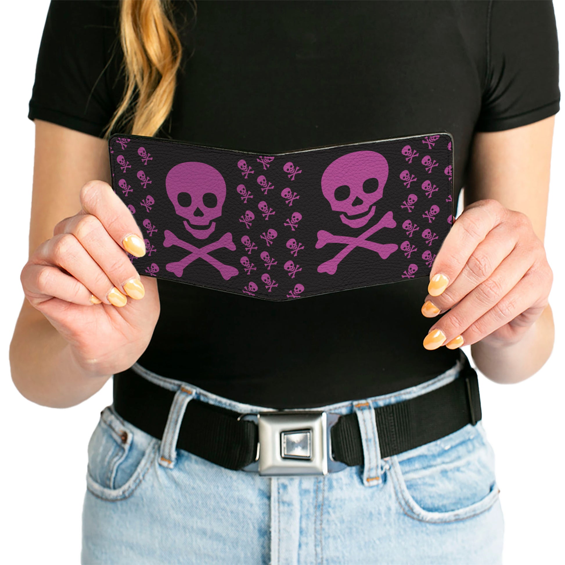 Bi-Fold Wallet - Skull w Babies Black Fuchsia Bi-Fold Wallets Buckle-Down