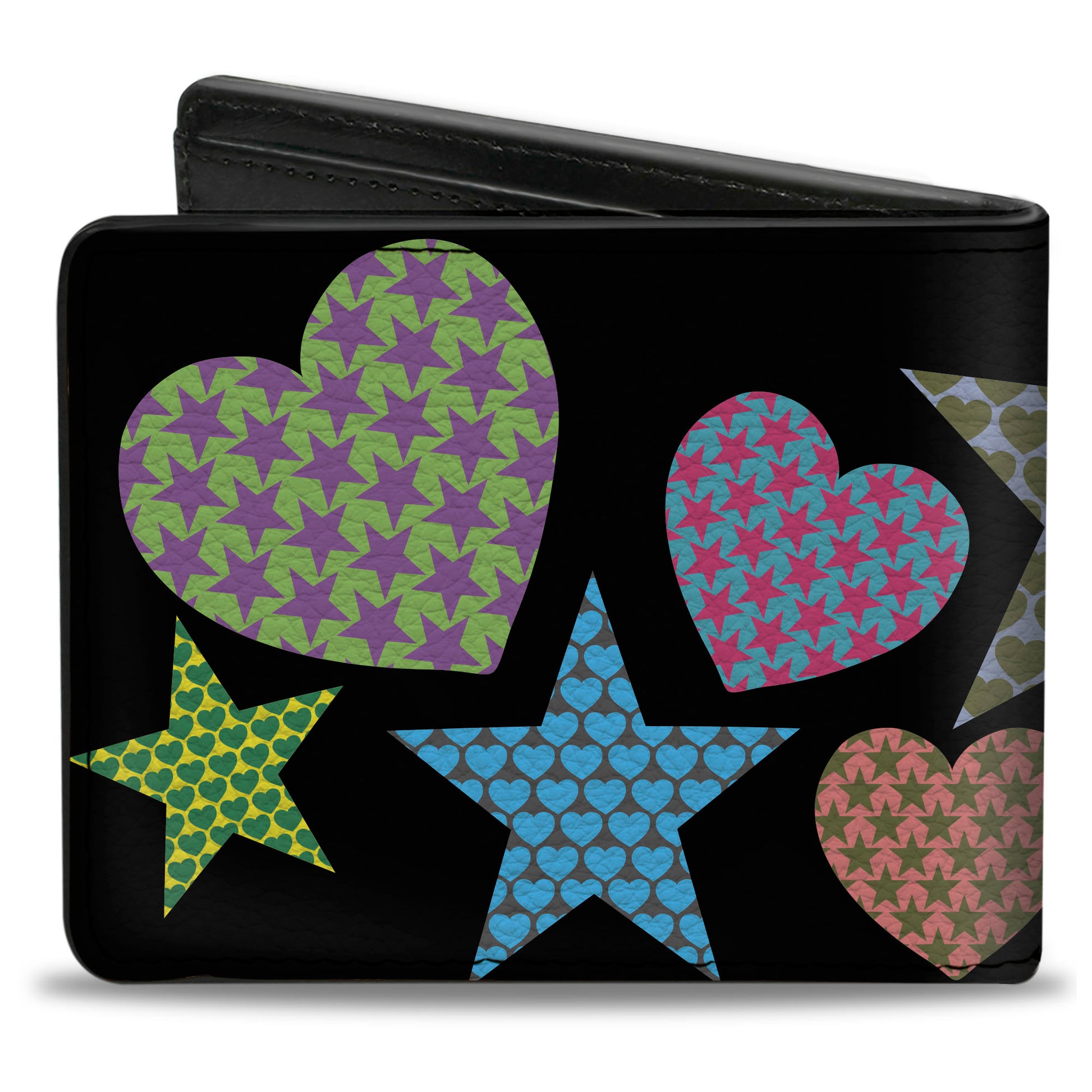 Bi-Fold Wallet - Stars-In Hearts-In Stars Black Multi Bi-Fold Wallets Buckle-Down