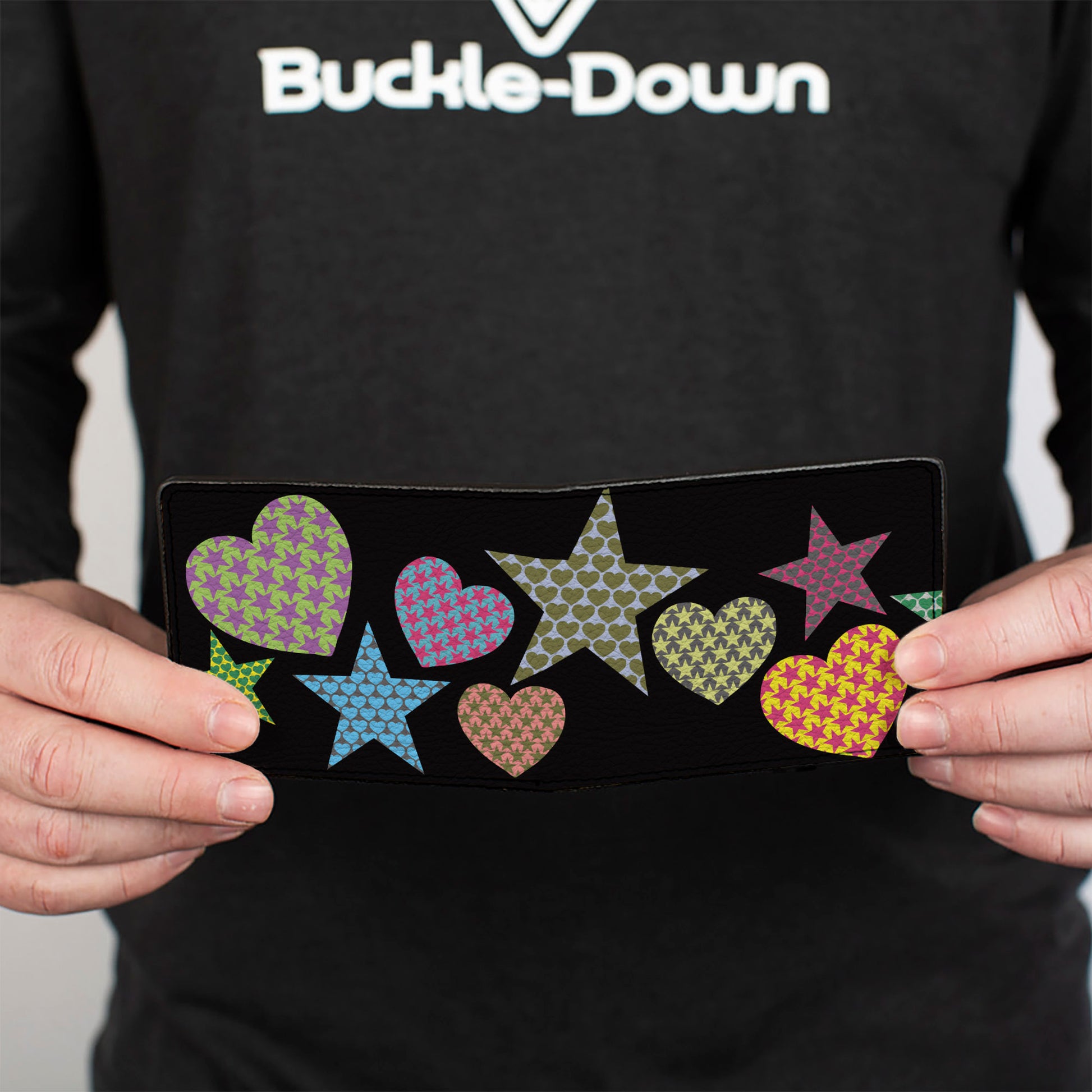 Bi-Fold Wallet - Stars-In Hearts-In Stars Black Multi Bi-Fold Wallets Buckle-Down