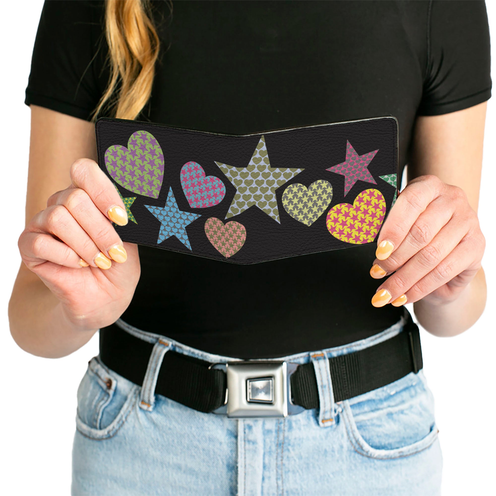 Bi-Fold Wallet - Stars-In Hearts-In Stars Black Multi Bi-Fold Wallets Buckle-Down