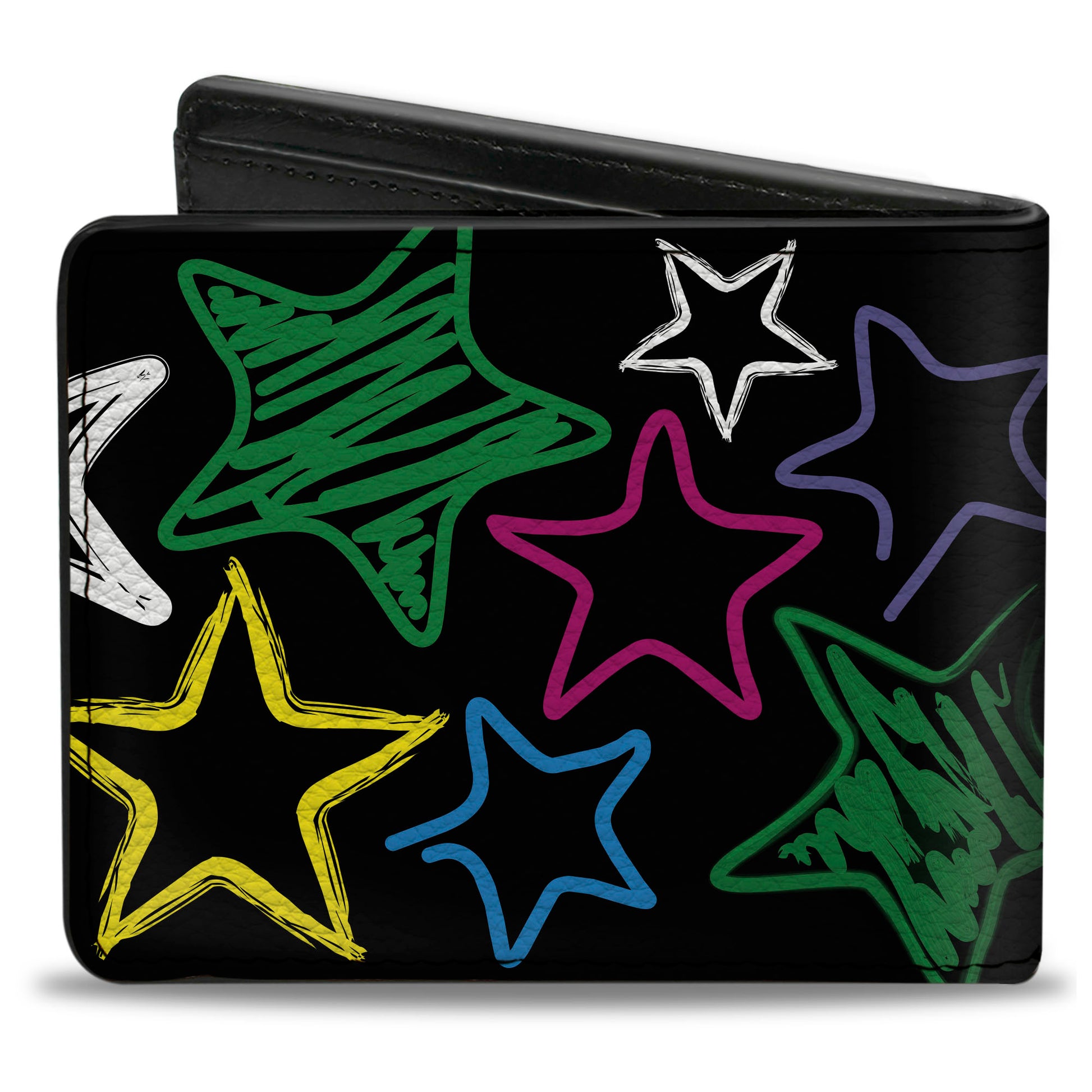 Bi-Fold Wallet - Sketch Stars Black Multi Color Bi-Fold Wallets Buckle-Down