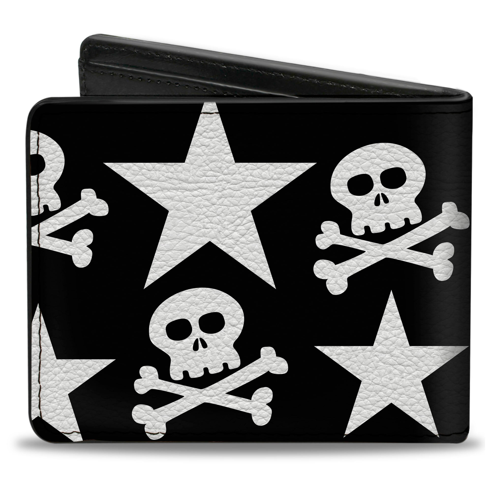 Bi-Fold Wallet - Skulls & Stars Black White Bi-Fold Wallets Buckle-Down