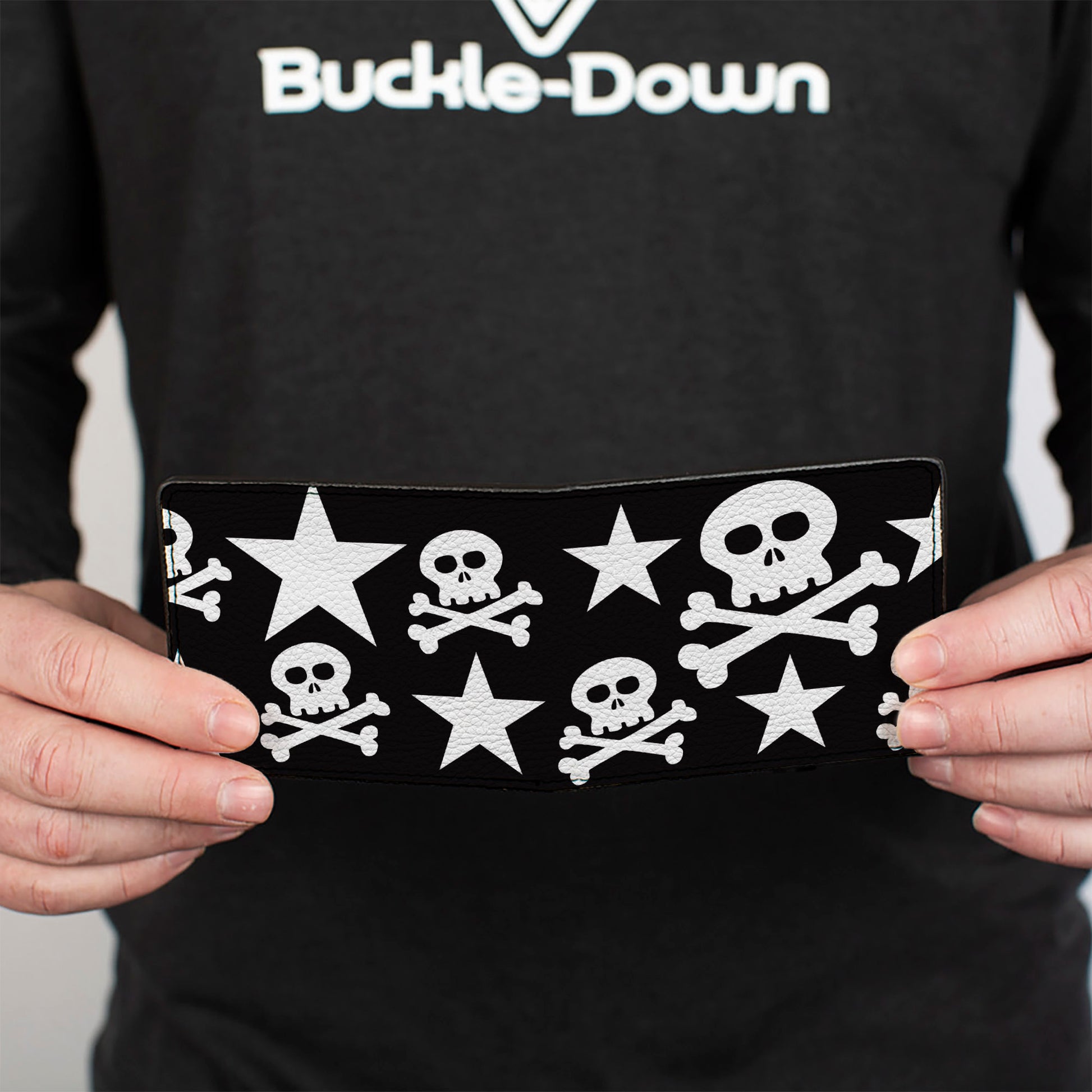 Bi-Fold Wallet - Skulls & Stars Black White Bi-Fold Wallets Buckle-Down