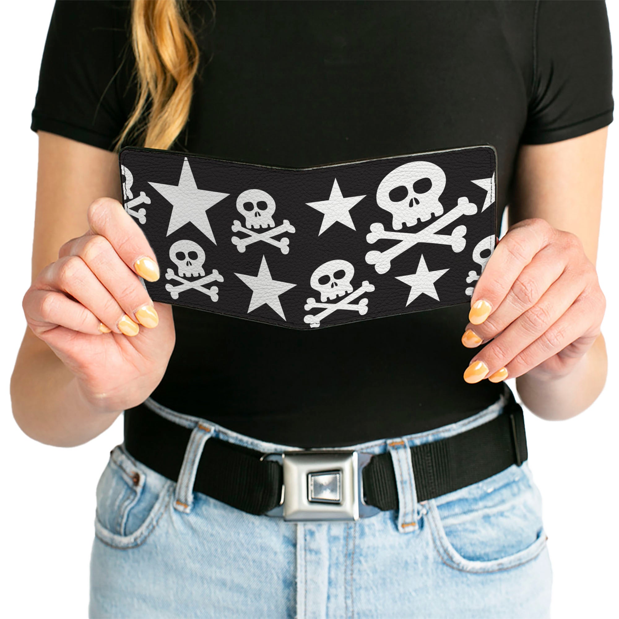 Bi-Fold Wallet - Skulls & Stars Black White Bi-Fold Wallets Buckle-Down