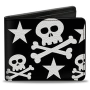 Bi-Fold Wallet - Skulls & Stars Black White Bi-Fold Wallets Buckle-Down