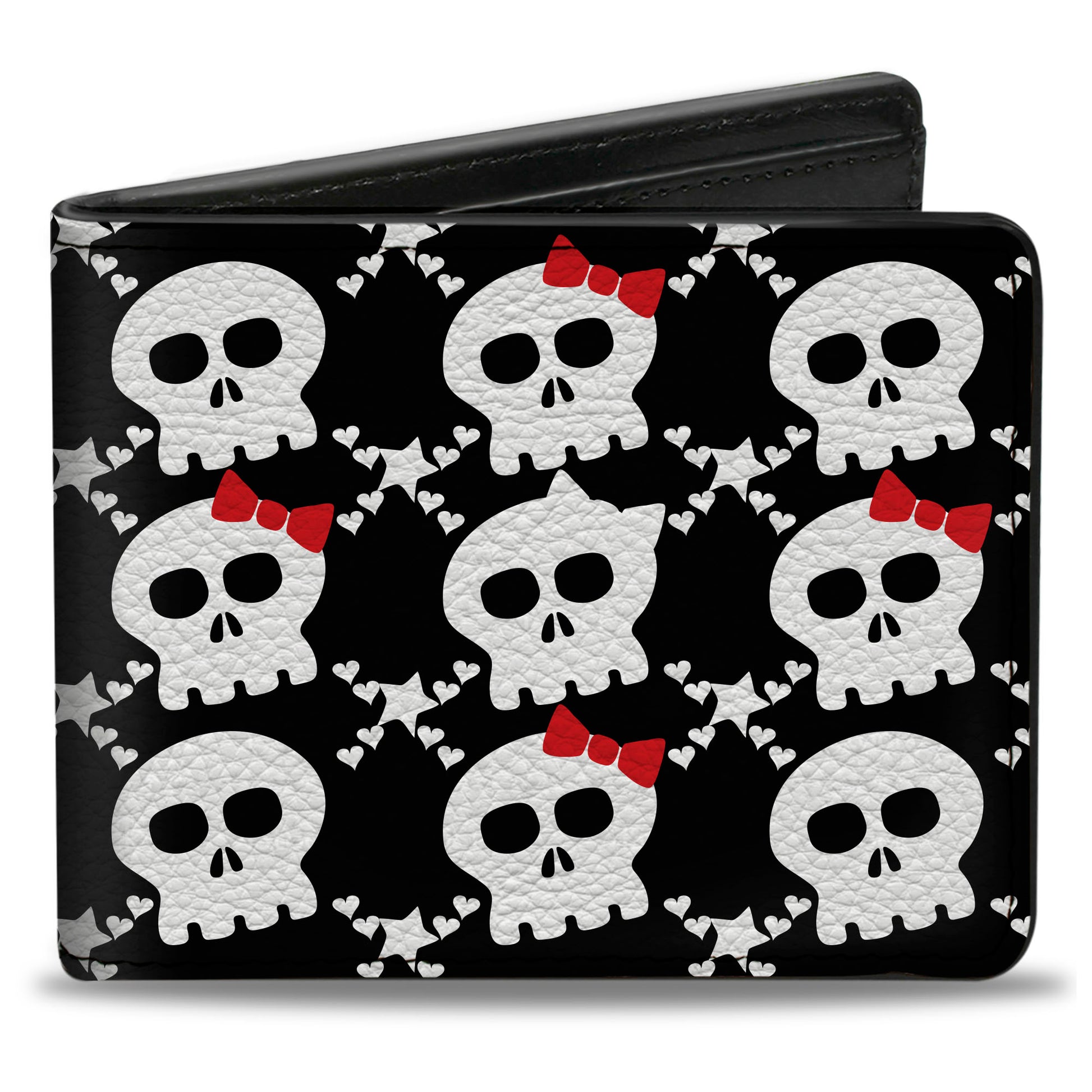 Buckle-Down Men's Skulls Bifold Wallet - Vegan Leather, 4.0" X 3.5" With 5 Card Slots & ID Window