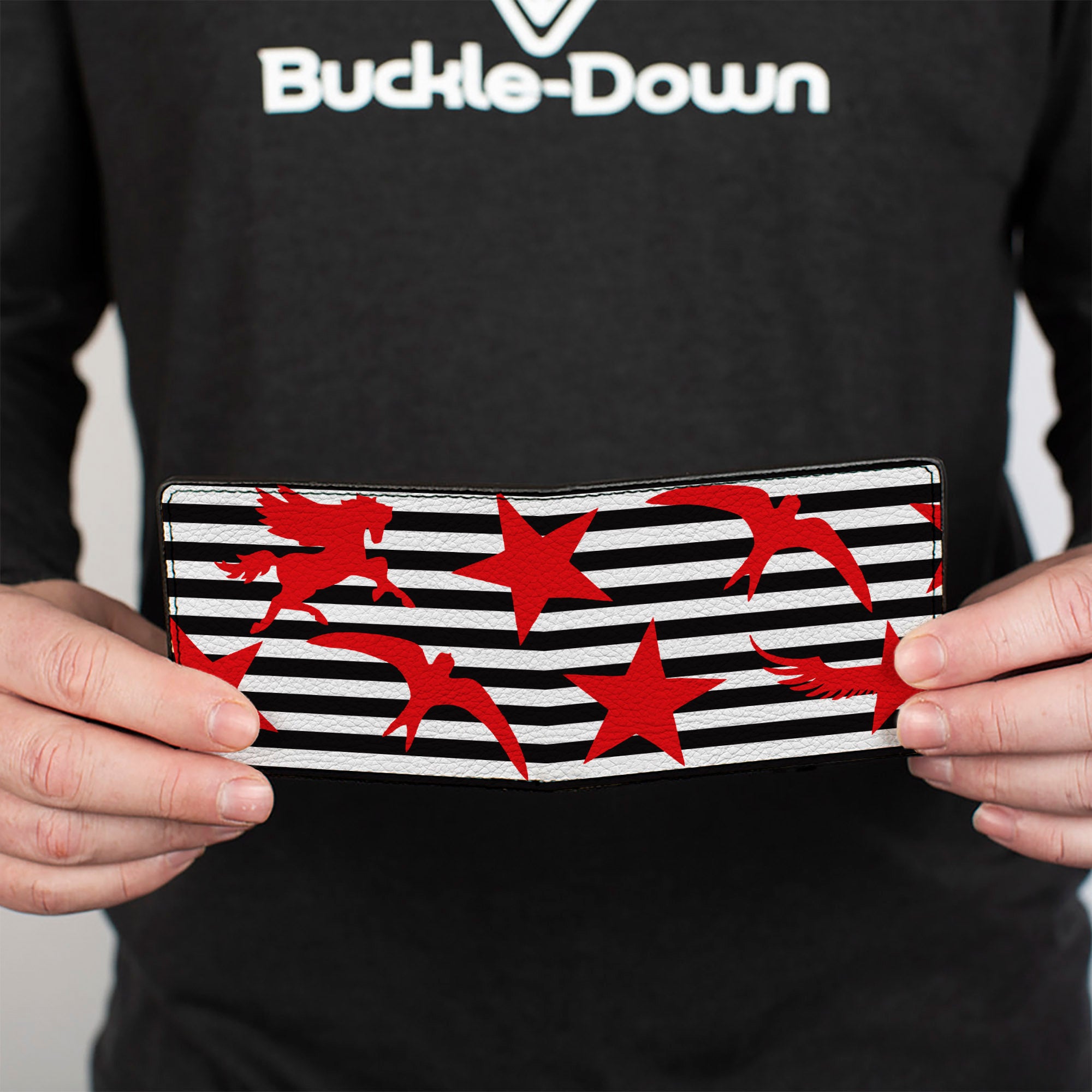 Bi-Fold Wallet - Stripes & Stars Black White Red Bi-Fold Wallets Buckle-Down