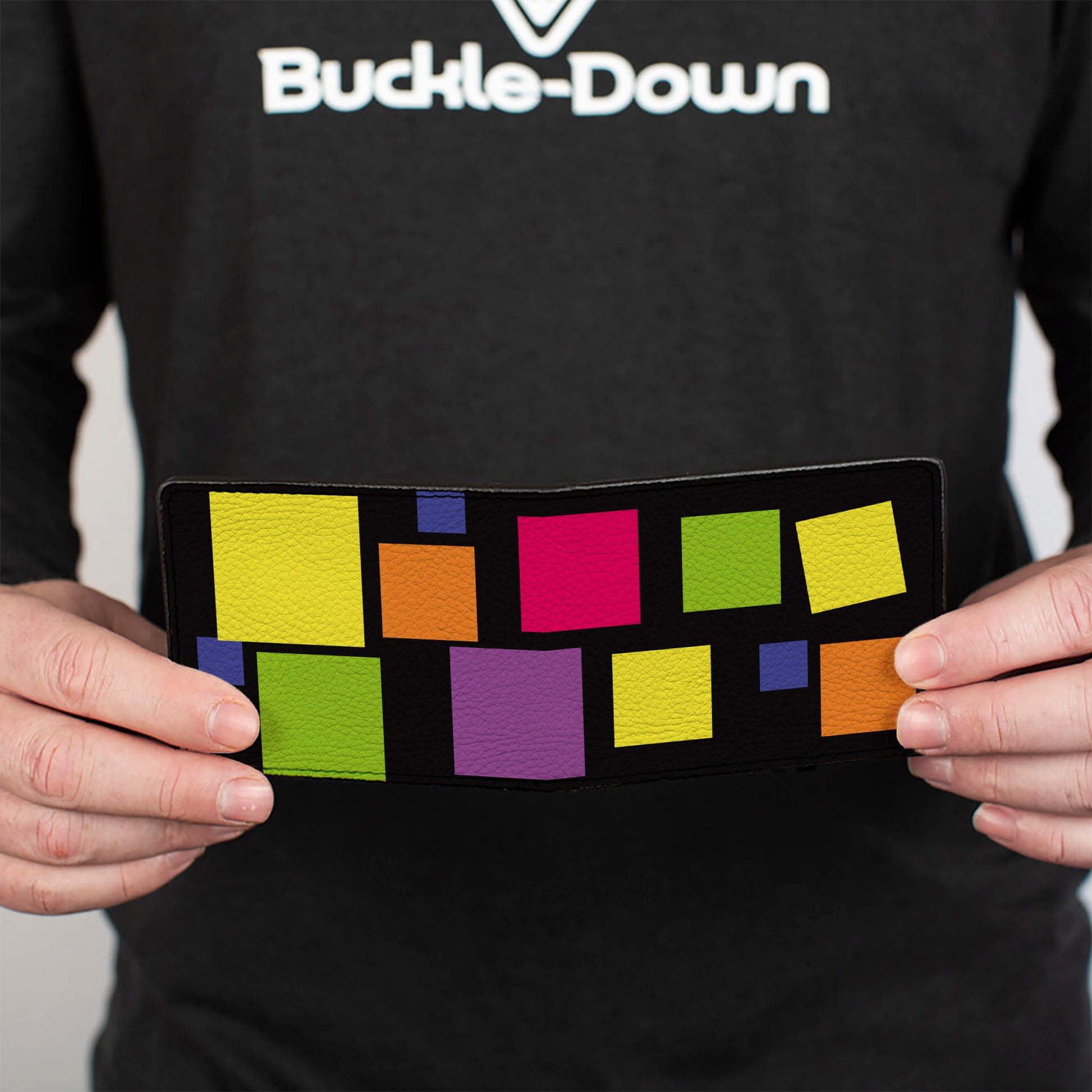 Bi-Fold Wallet - Squares Black Multi Color Bi-Fold Wallets Buckle-Down