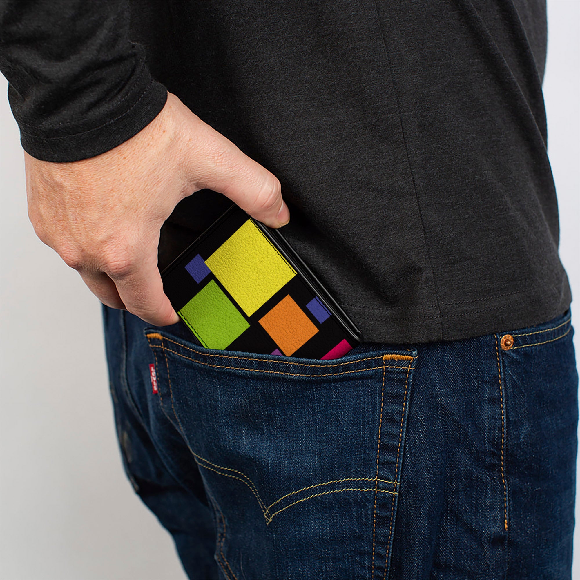 Bi-Fold Wallet - Squares Black Multi Color Bi-Fold Wallets Buckle-Down