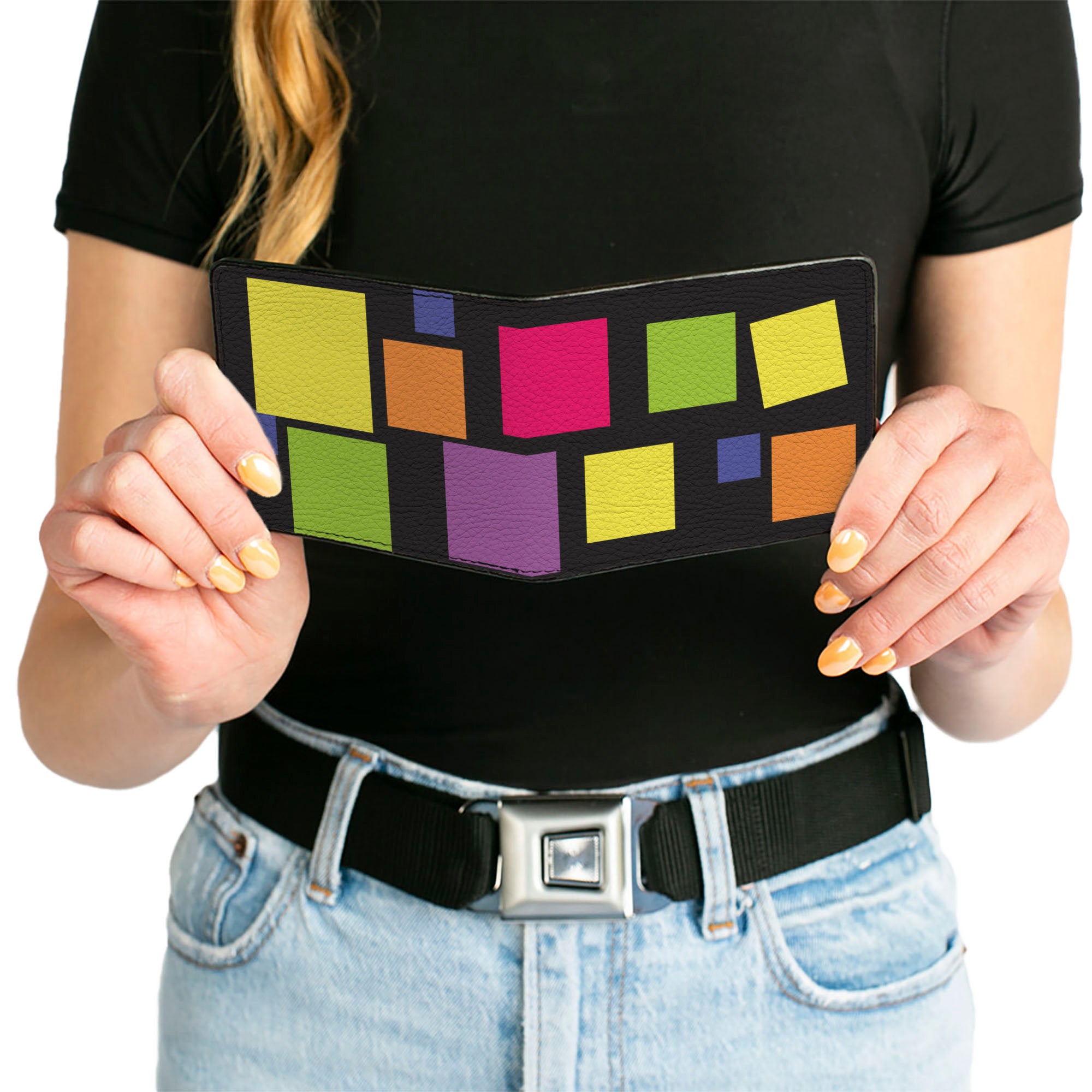 Bi-Fold Wallet - Squares Black Multi Color Bi-Fold Wallets Buckle-Down