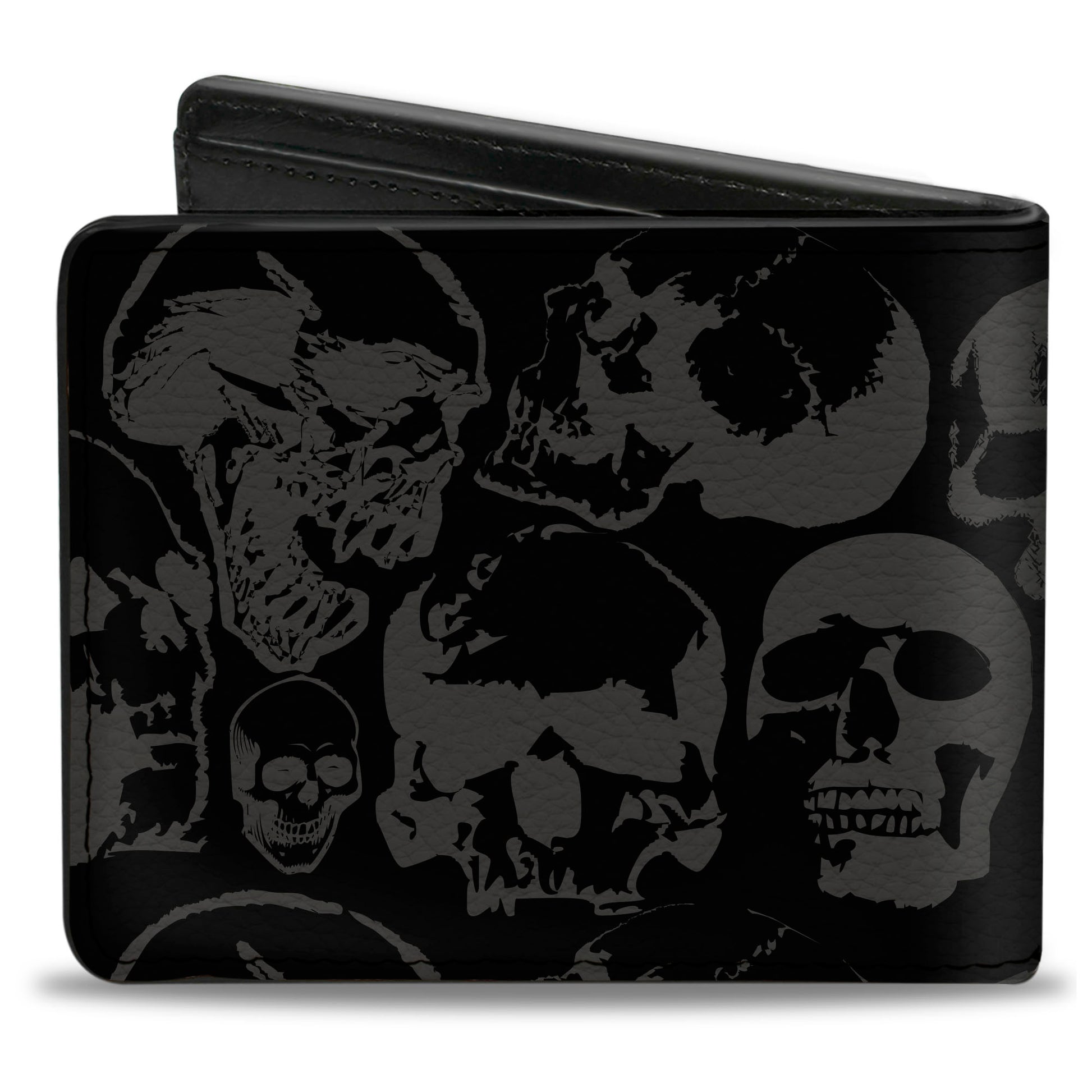 Bi-Fold Wallet - Skull Pile Black Gray Bi-Fold Wallets Buckle-Down