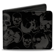 Bi-Fold Wallet - Skull Pile Black Gray Bi-Fold Wallets Buckle-Down