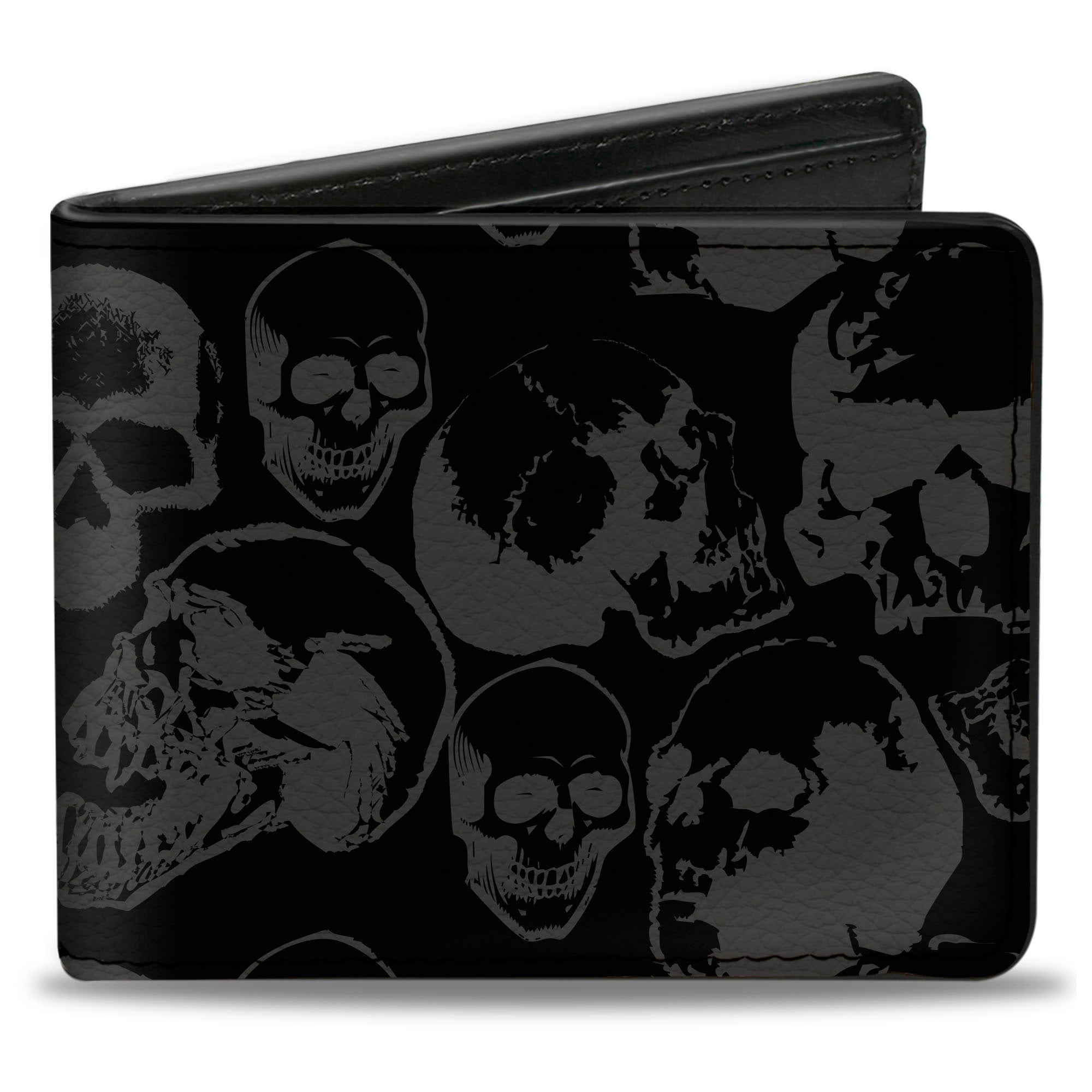 Bi-Fold Wallet - Skull Pile Black Gray Bi-Fold Wallets Buckle-Down