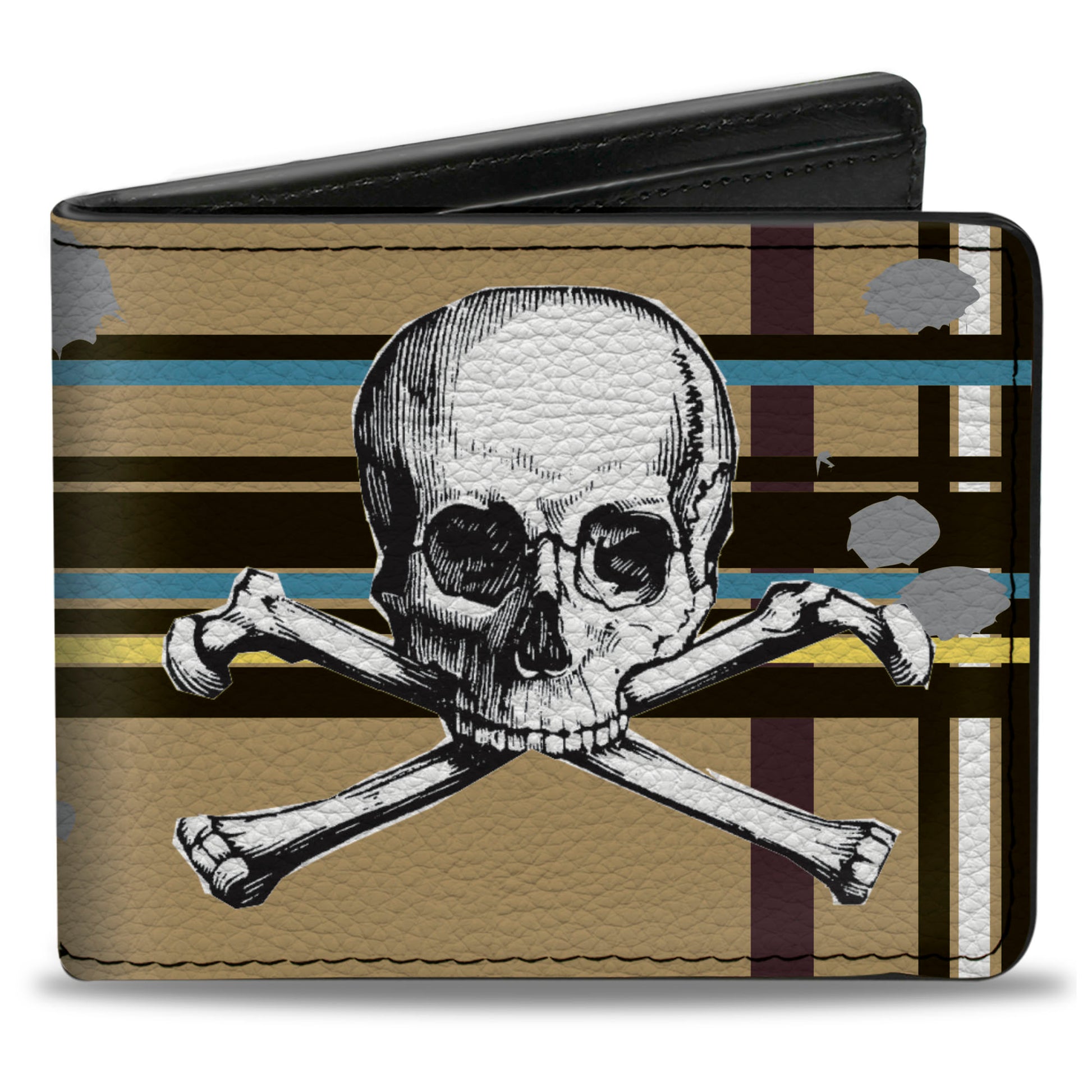Bi-Fold Wallet - Skull & Cross Bones Plaid Tan Bi-Fold Wallets Buckle-Down