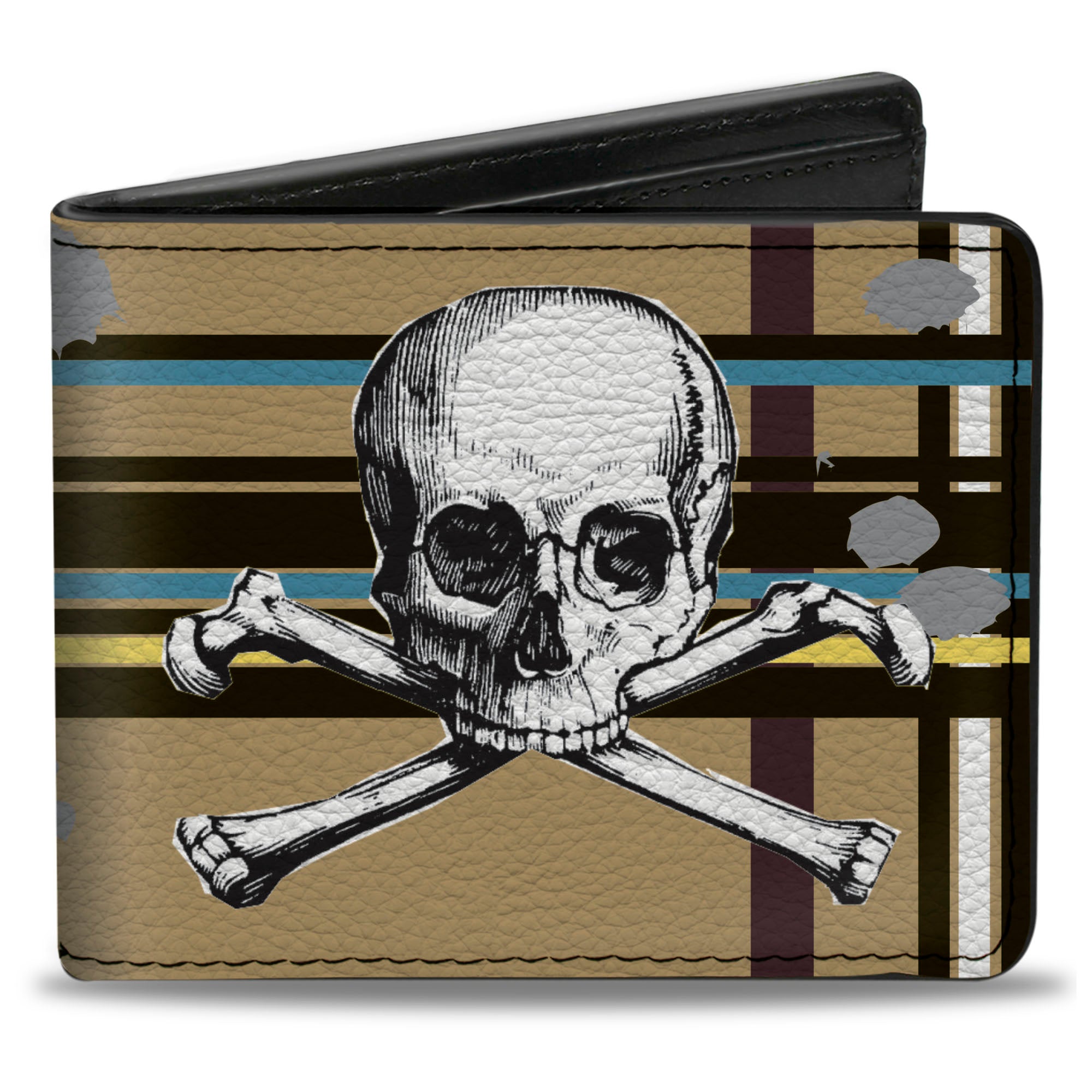 Bi-Fold Wallet - Skull & Cross Bones Plaid Tan Bi-Fold Wallets Buckle-Down