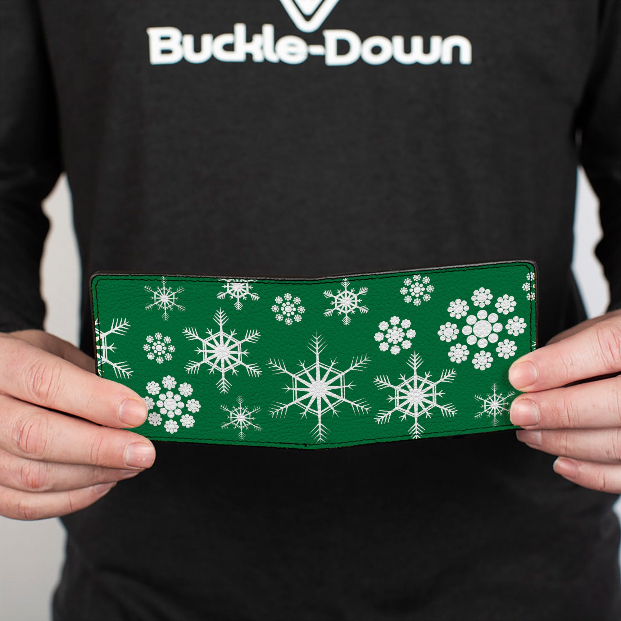 Bi-Fold Wallet - Snowflakes Green White Bi-Fold Wallets Buckle-Down