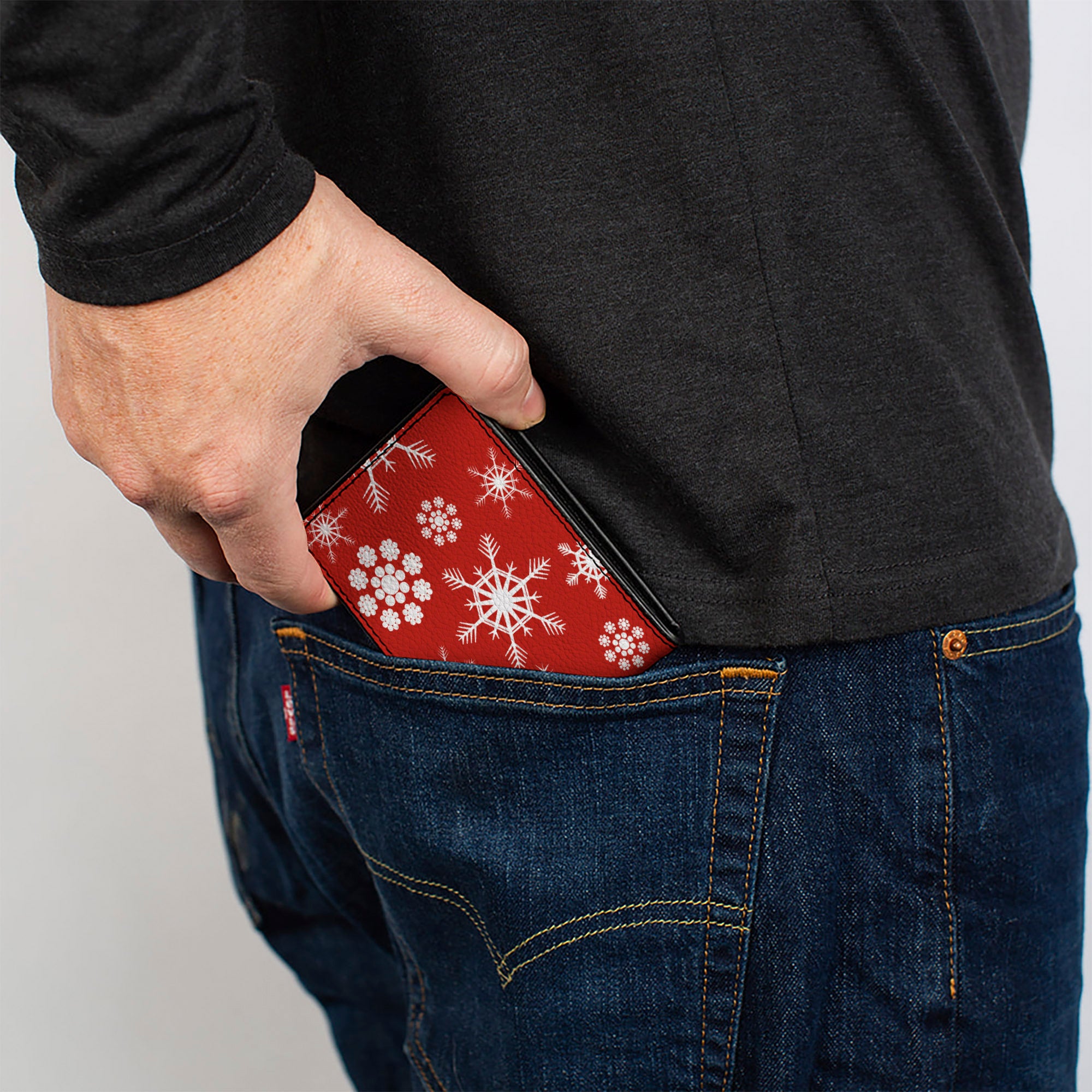 Bi-Fold Wallet - Snowflakes Red White Bi-Fold Wallets Buckle-Down