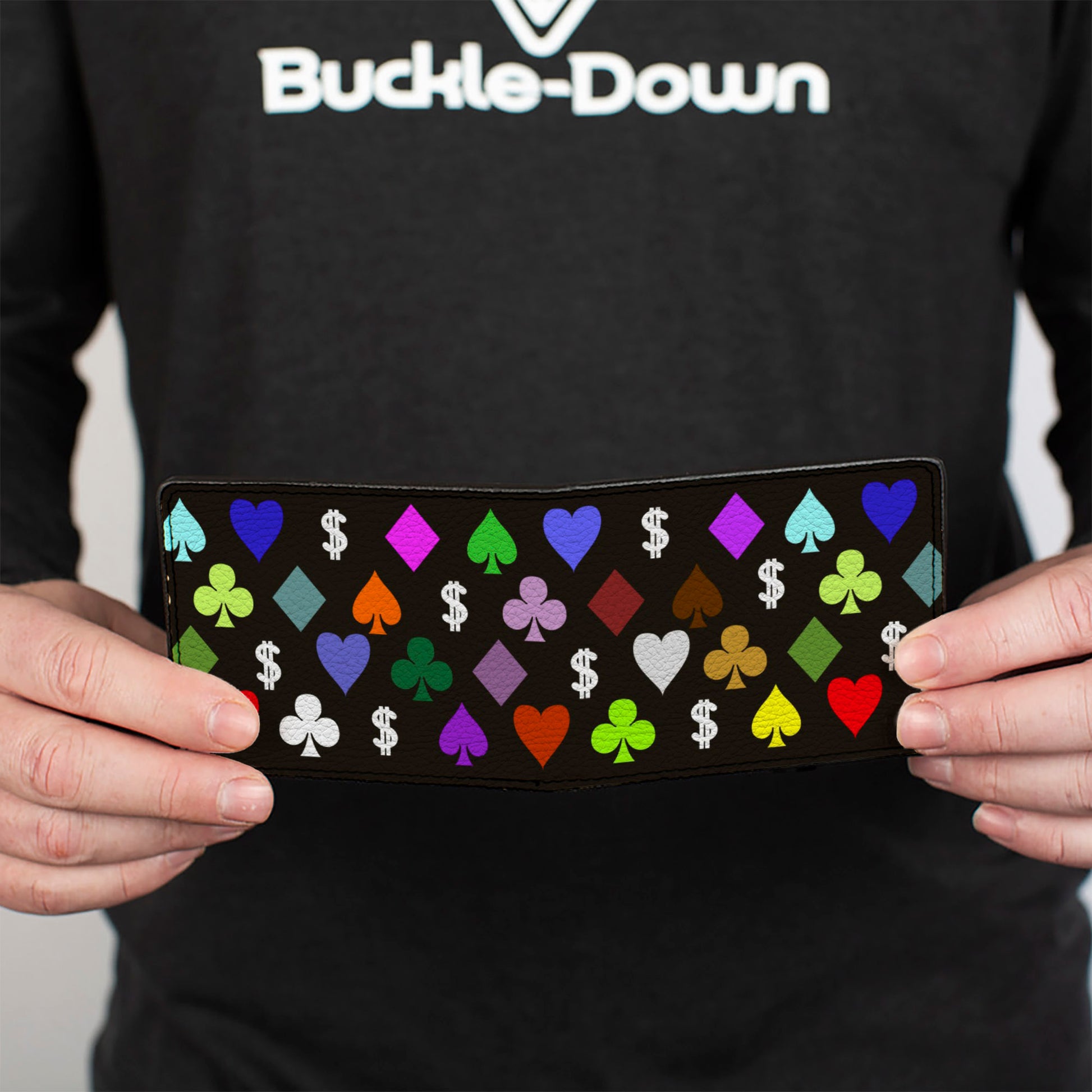 Bi-Fold Wallet - Suits $$$ Black/Multi Color Bi-Fold Wallets Buckle-Down