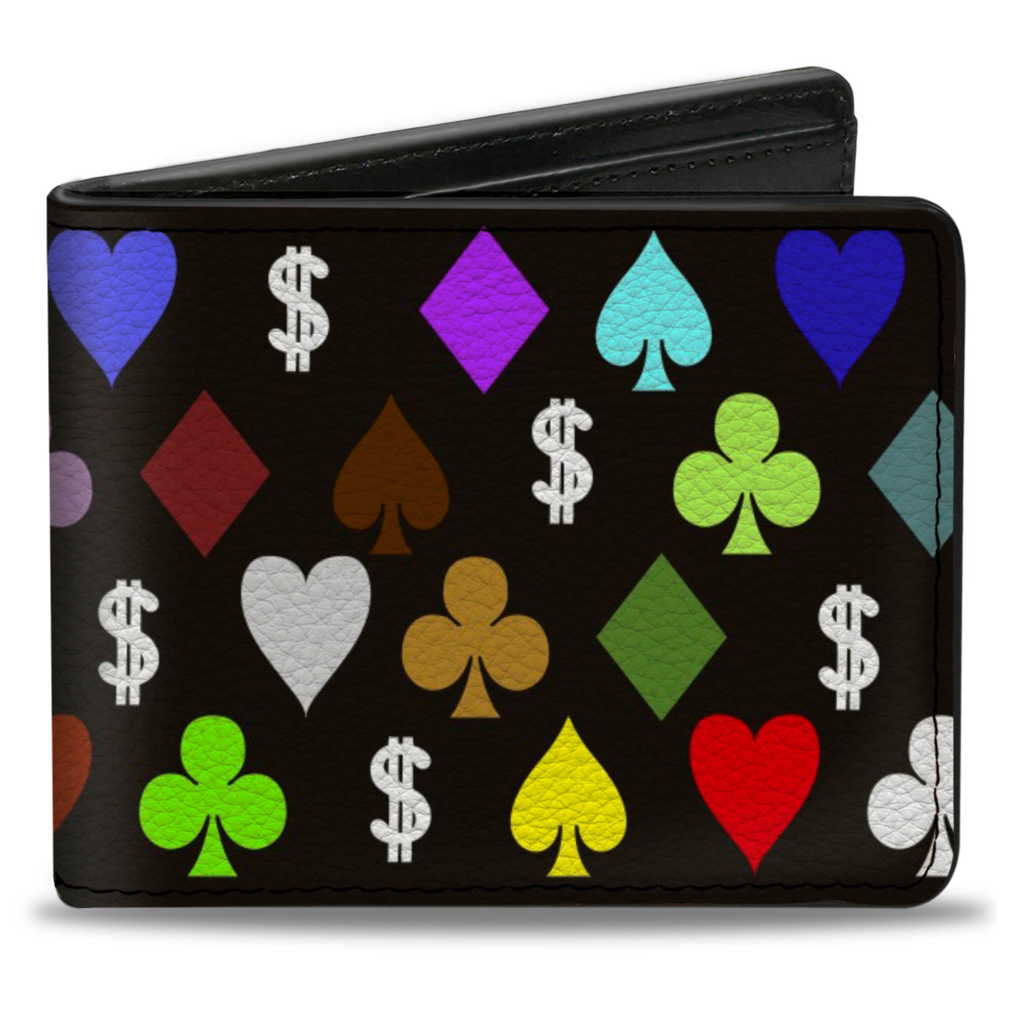 Bi-Fold Wallet - Suits $$$ Black/Multi Color Bi-Fold Wallets Buckle-Down